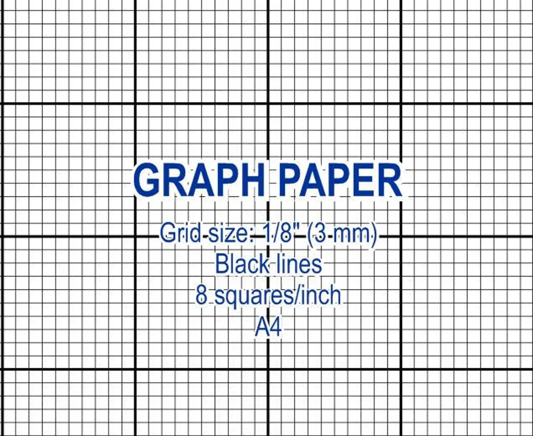 Graph Paper Printable 3 Mm Grid Cross Stitch Design 8 Squares Per Inch Black Lines A4 Instant Download PDF Etsy