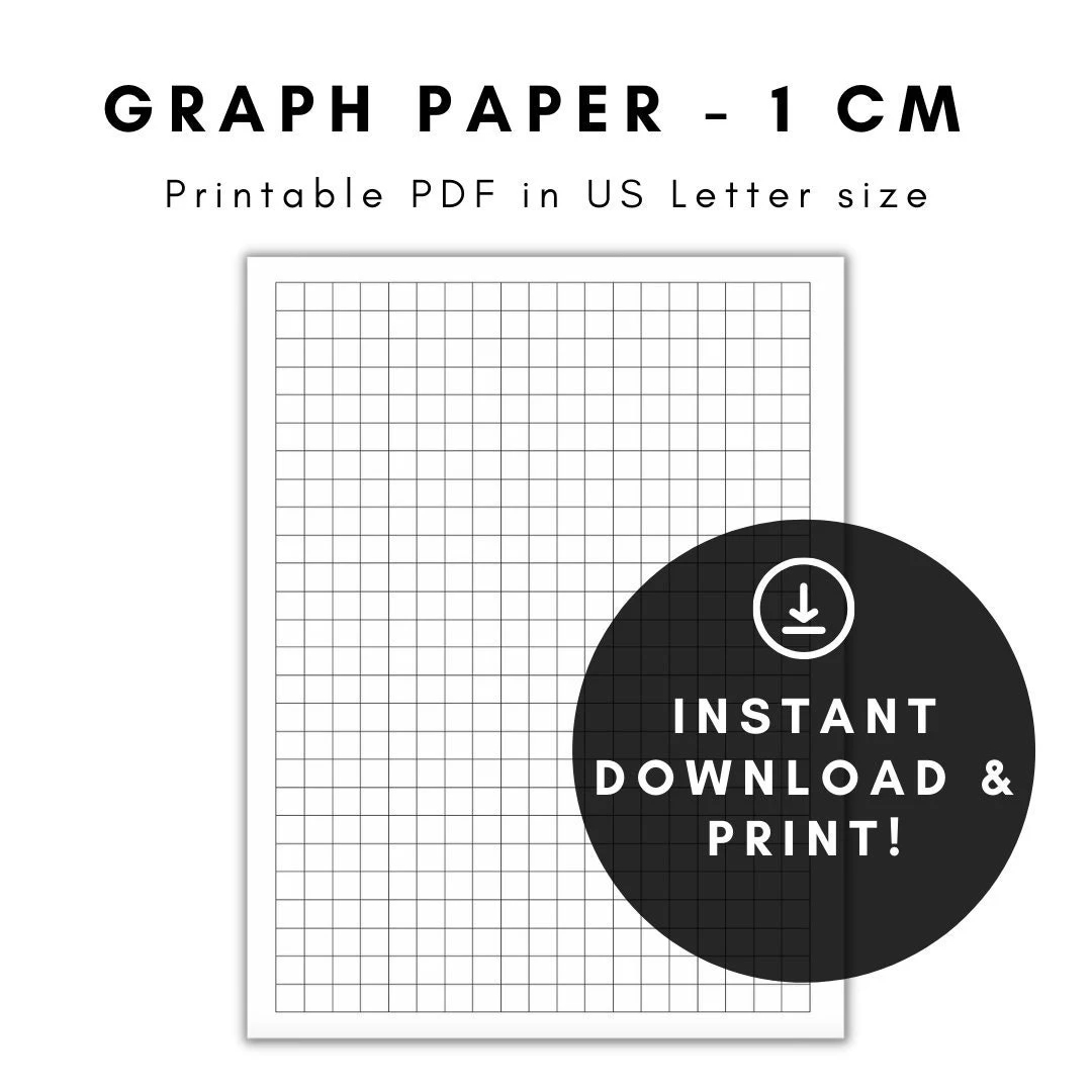 Graph Paper Printable Graph Paper Graph Paper Printable Graph Paper 1 Cm 1 Cm Graph Paper Etsy