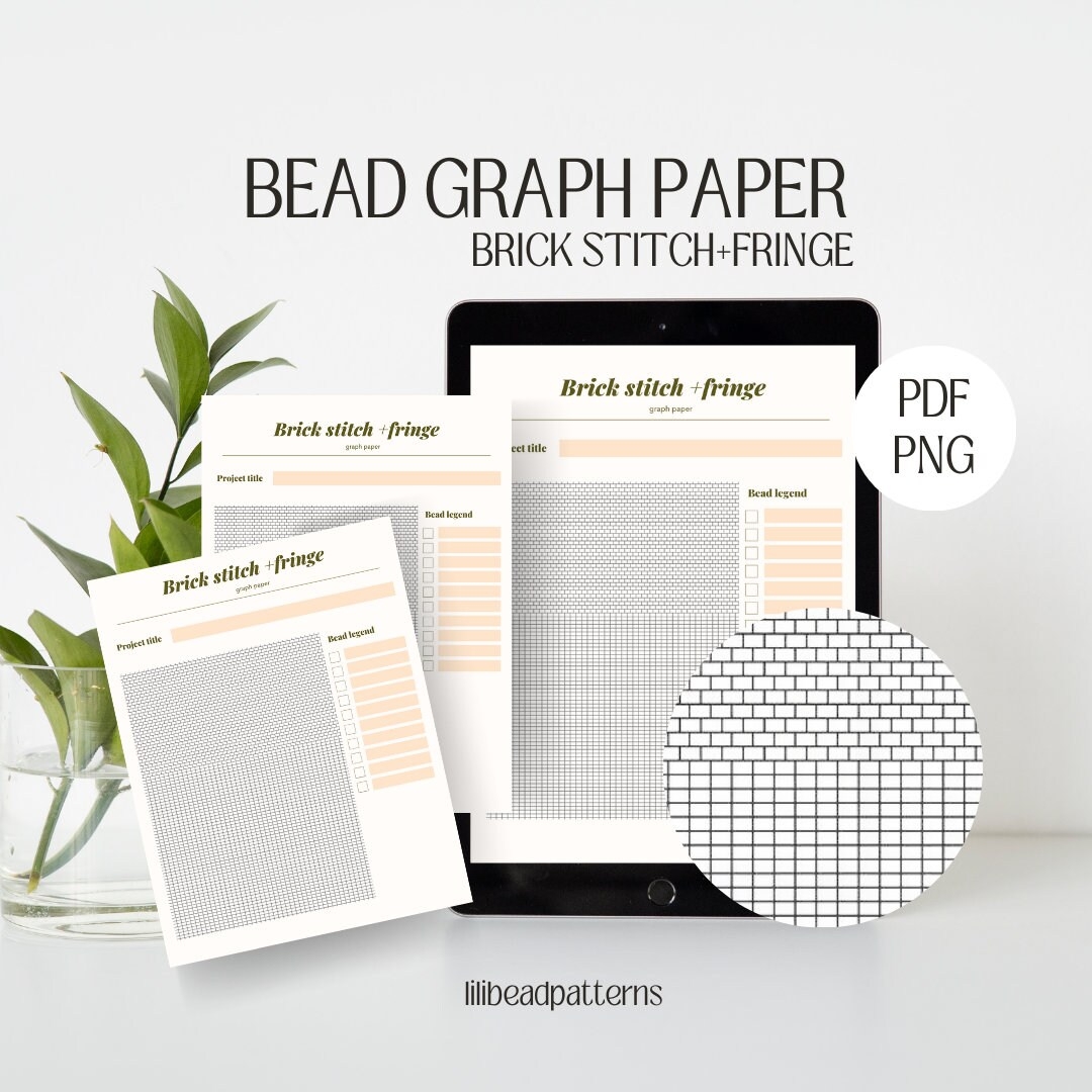 Graph Paper Template For Bead Projects Brick Stitch With Fringe DIY Pattern PDF PNG Instant Download Etsy