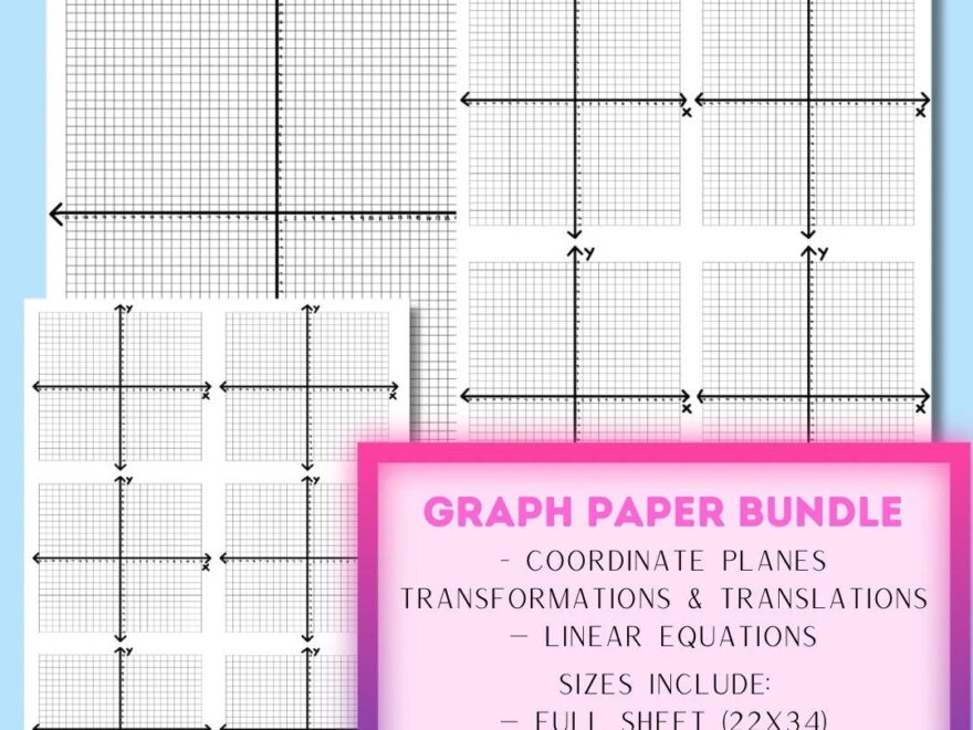 Graph Paper X Axis And Y Axis Printable 3 Different Sizes Coordinate Planes Linear Equations Graphing And Transformations translations Etsy