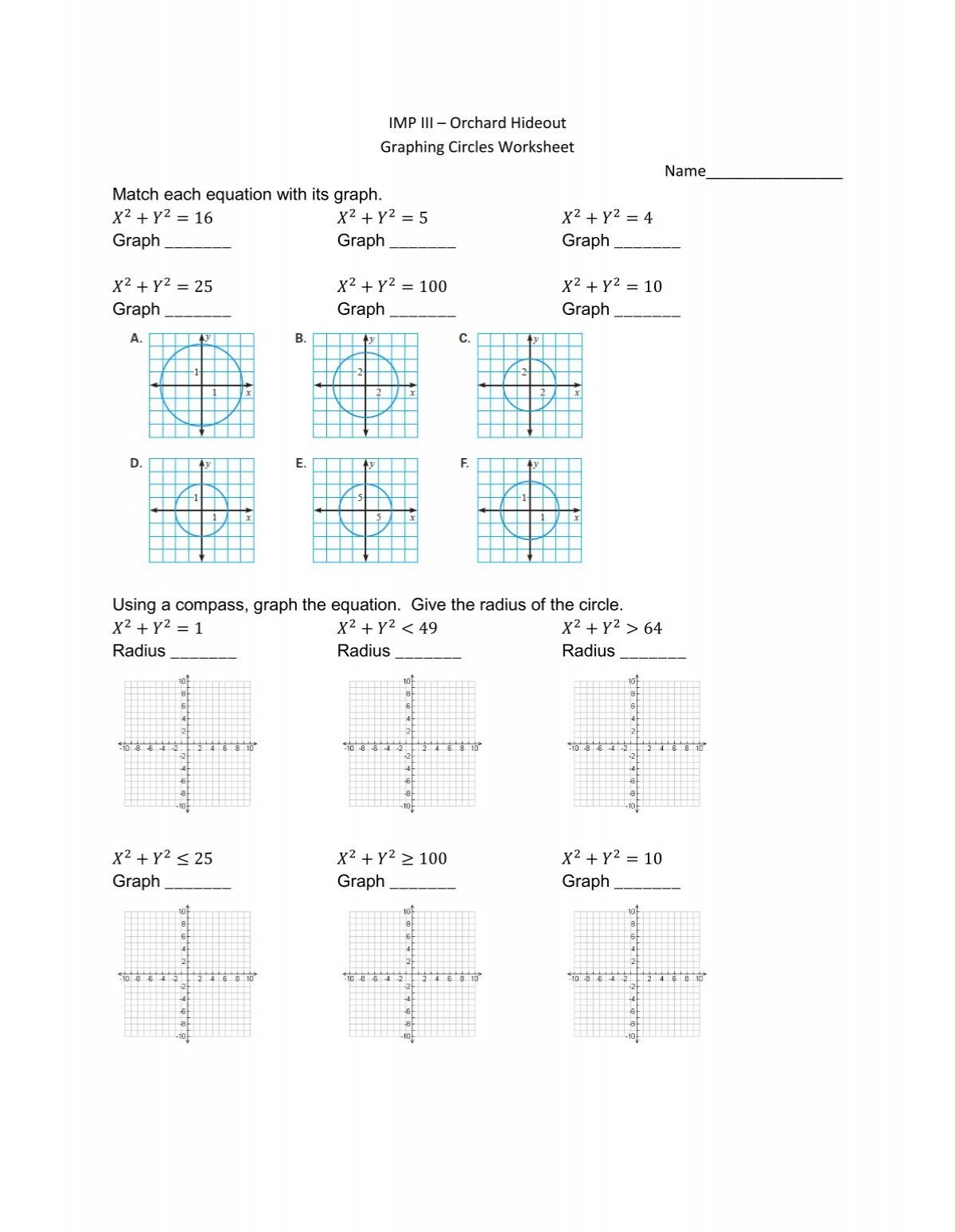 Plotting Circle S On A Graph Worksheet
