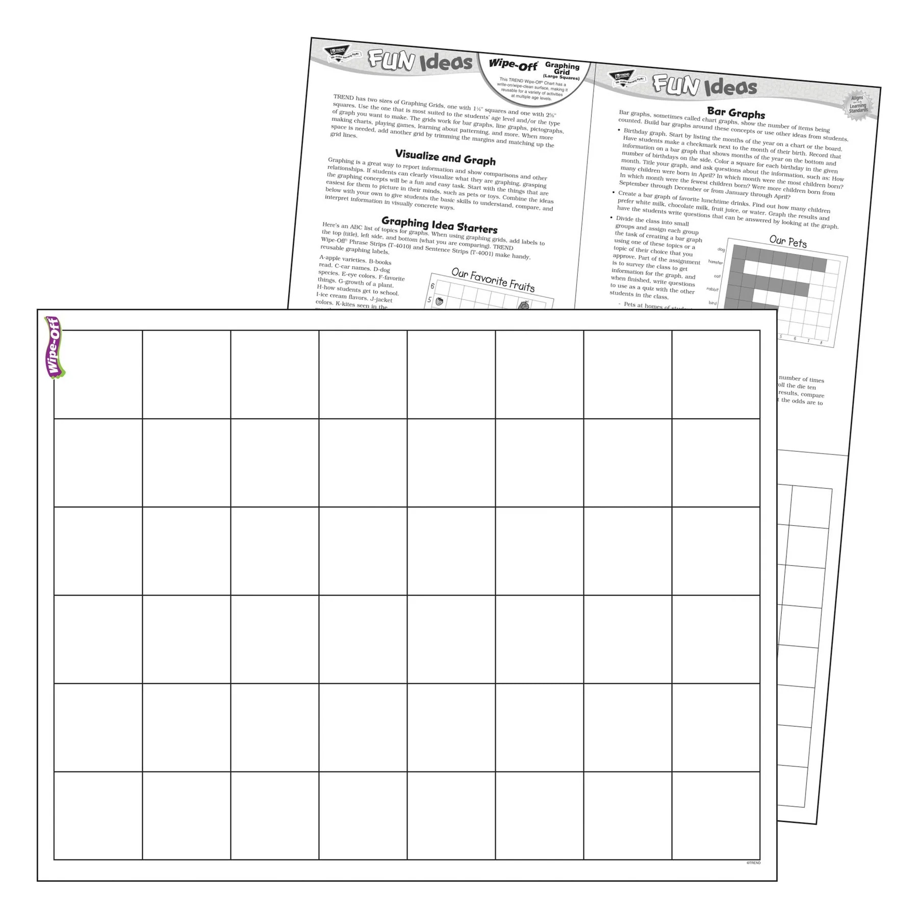 Graphing Grid Large Squares Wipe Off Chart 17 X 22 Pack Of 6 The Teachers Lounge 