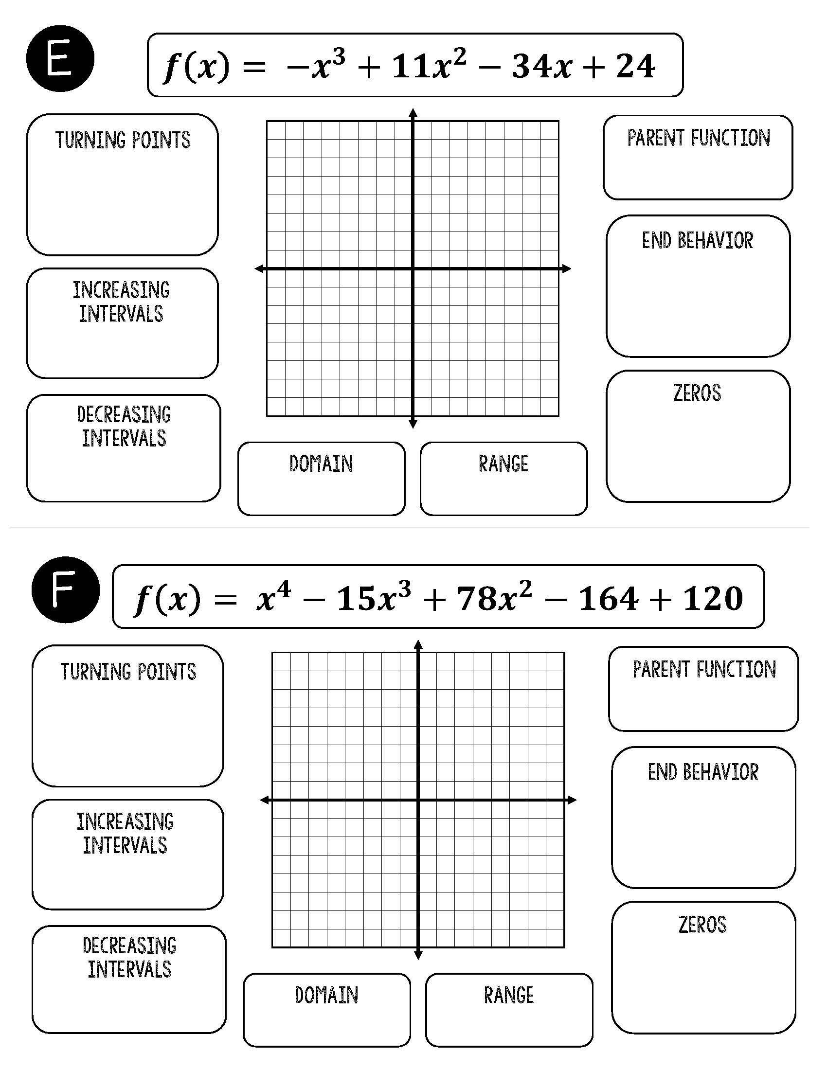 Graphing Polynomial Functions Flip Book All Things Algebra 