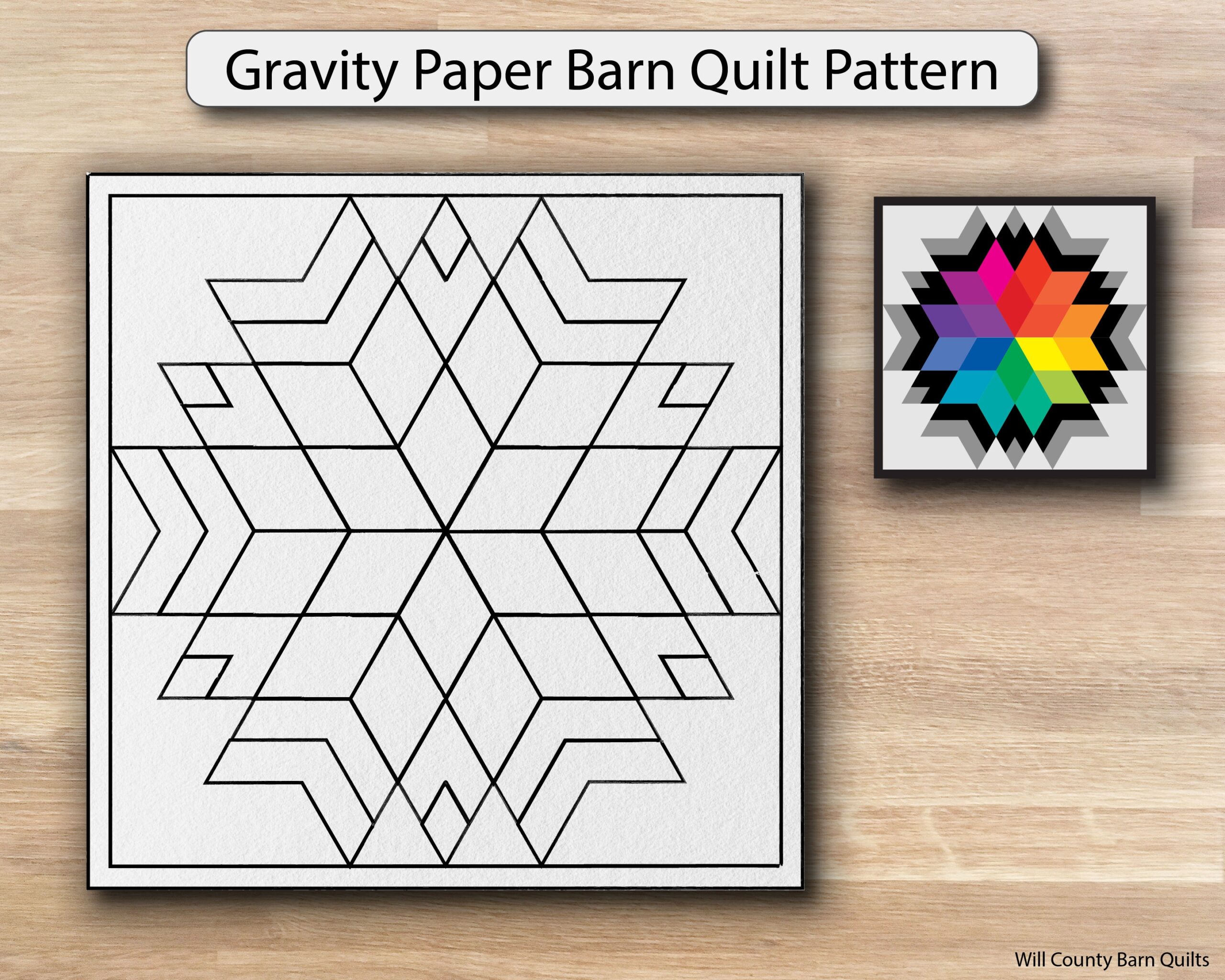Gravity Paper Printed Barn Quilt Pattern sizes Etsy