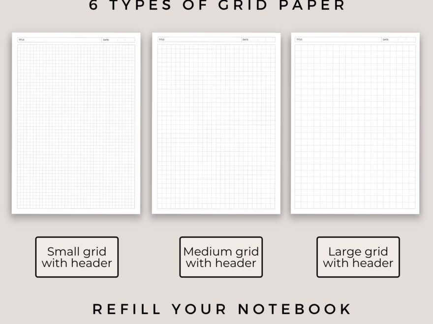 Grid Note taking Paper Printable Pack Note Paper Printables For Students Planner Insert A4 A5 And Letter Sizes Instant Download Etsy