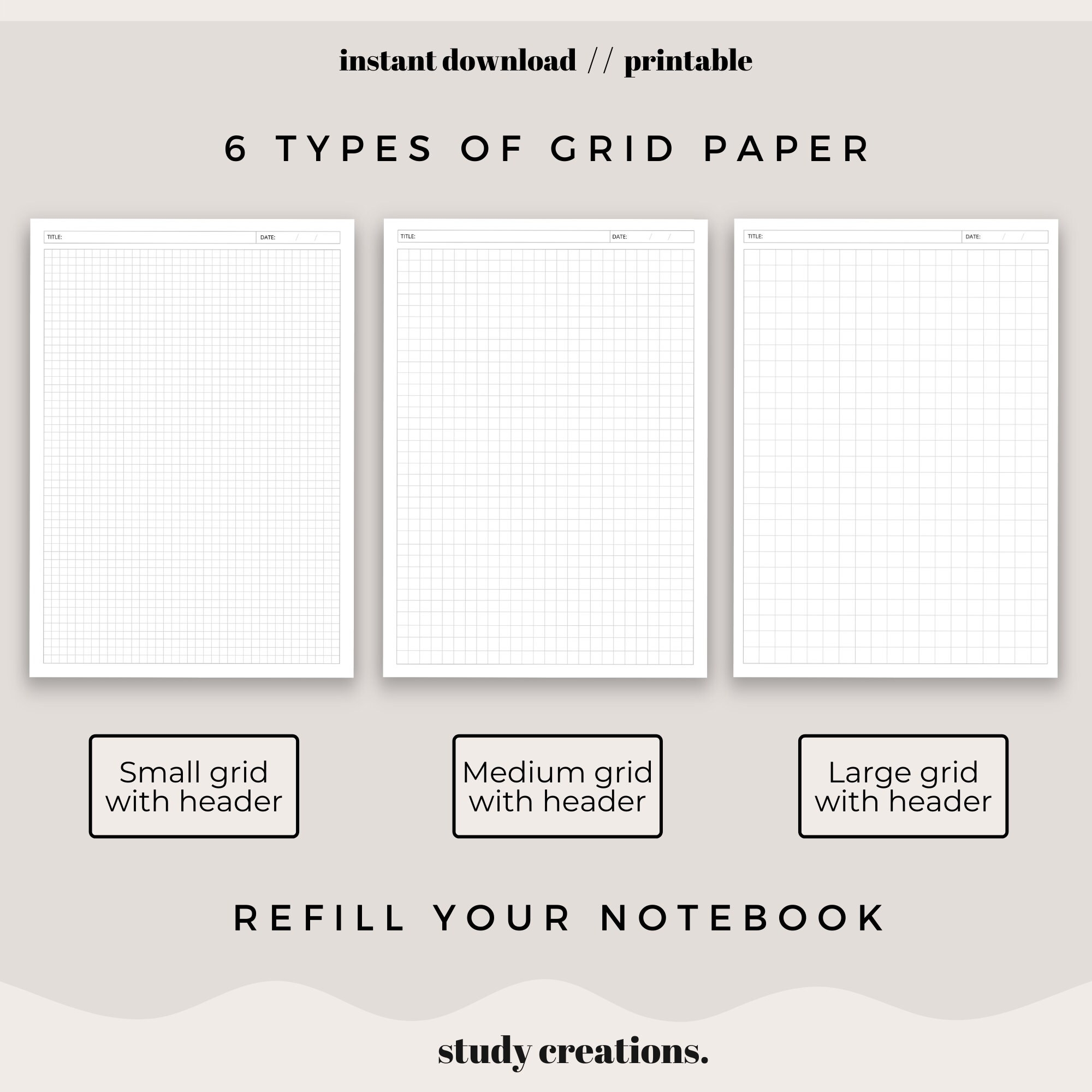 Grid Note taking Paper Printable Pack Note Paper Printables For Students Planner Insert A4 A5 And Letter Sizes Instant Download Etsy