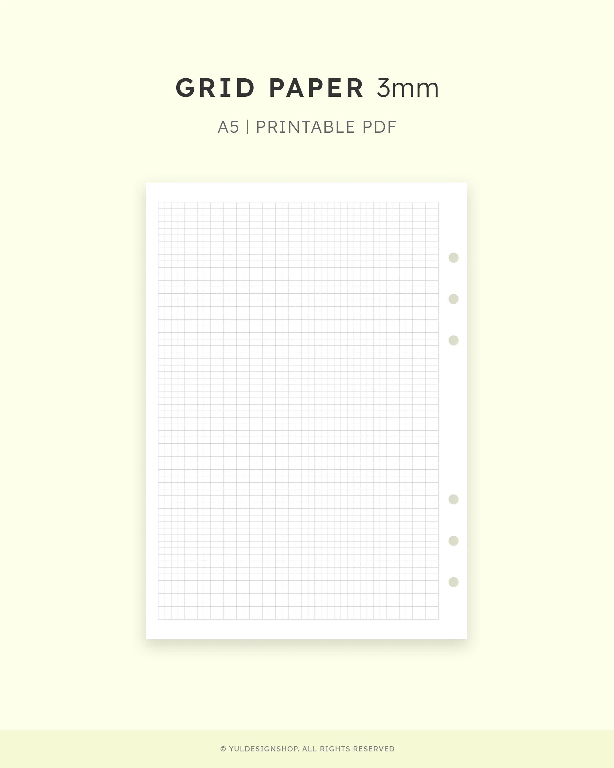 Grid Paper 3mm A5 Inserts Graph Paper PDF Notes Pages Digital Download Student Blank Templates Printable Bullet Jorunal Etsy