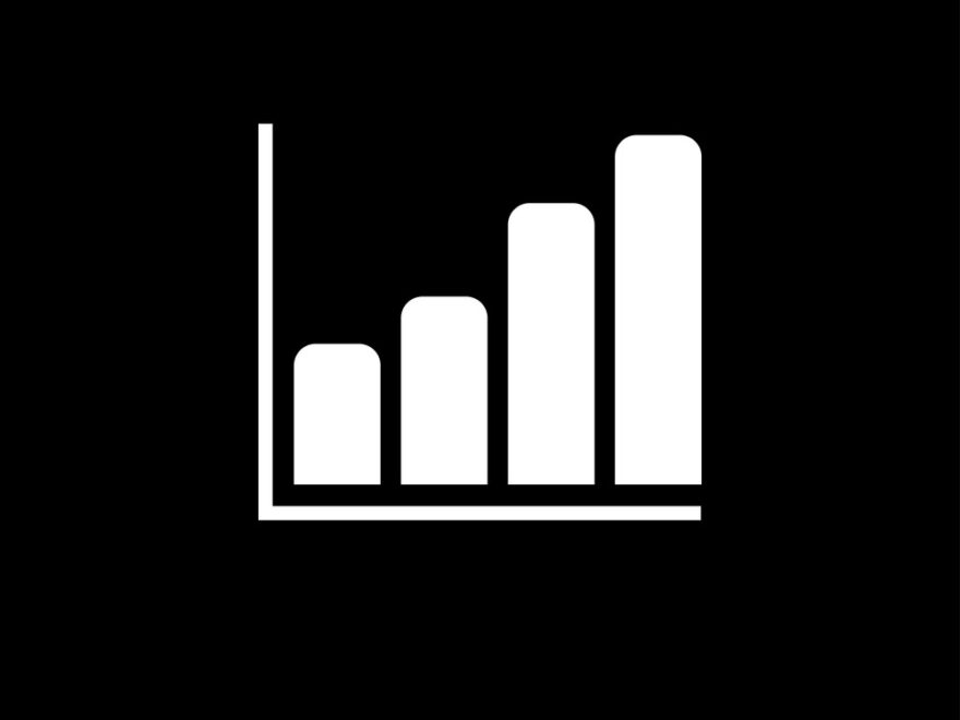 Growing Graph Icon On Black Background Flat Vector Image
