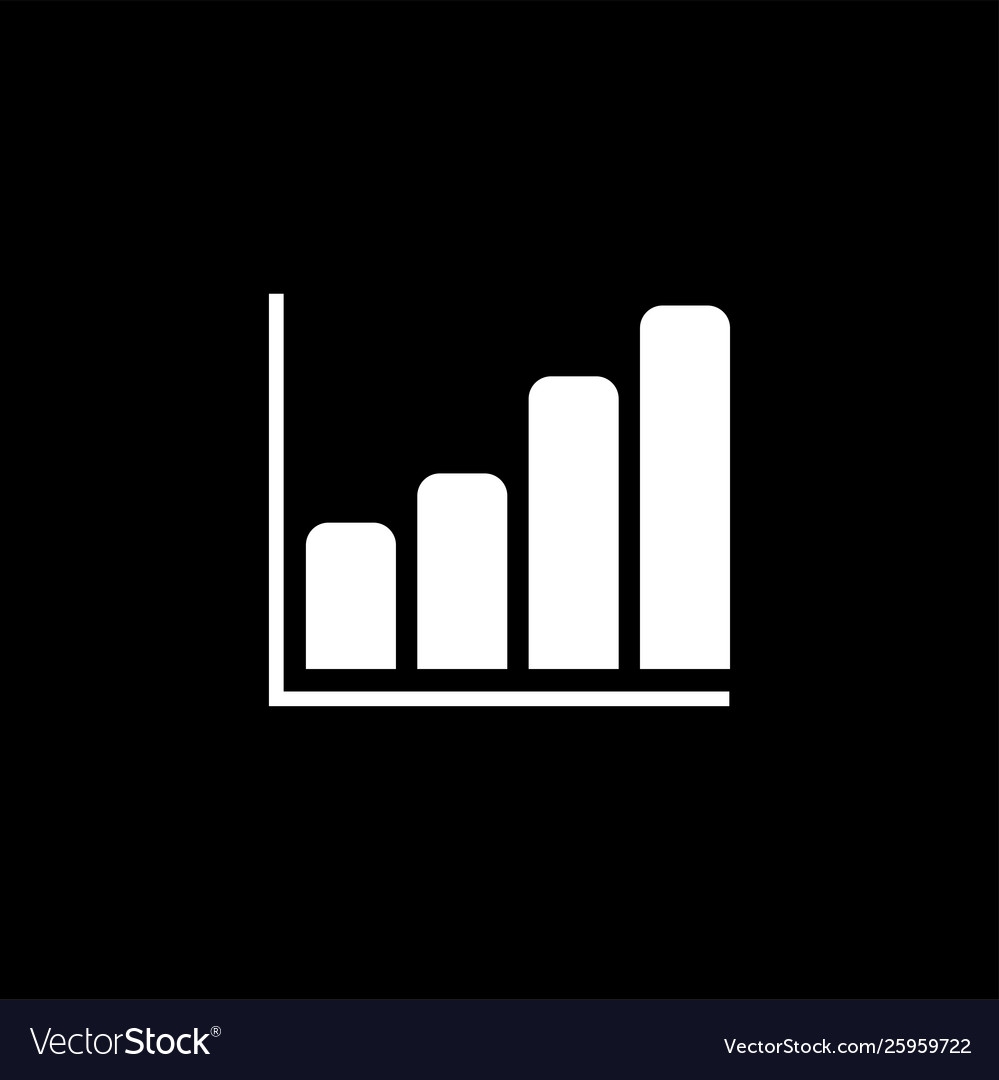 Growing Graph Icon On Black Background Flat Vector Image