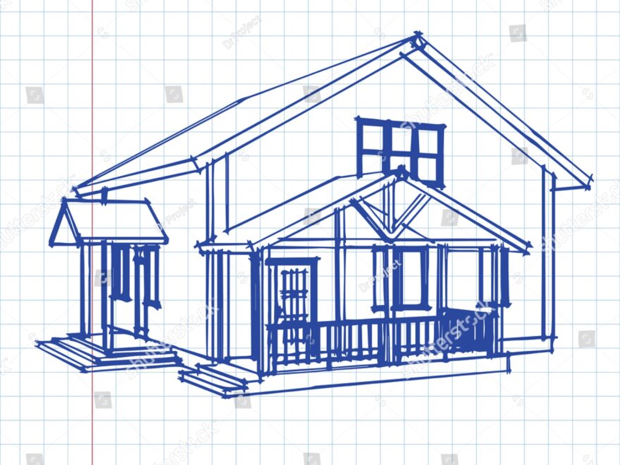 Hand Sketch House On Graph Paper Stock Vector Royalty Free 442913503 Shutterstock