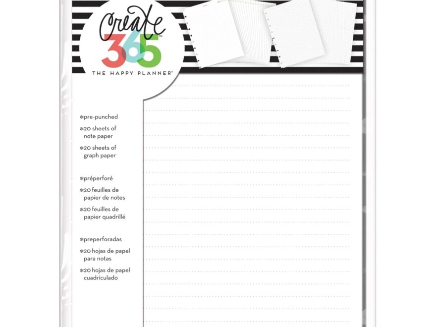 Happy Planner Fill Paper 9 25 x7 40 Pkg White Note Graph Walmart