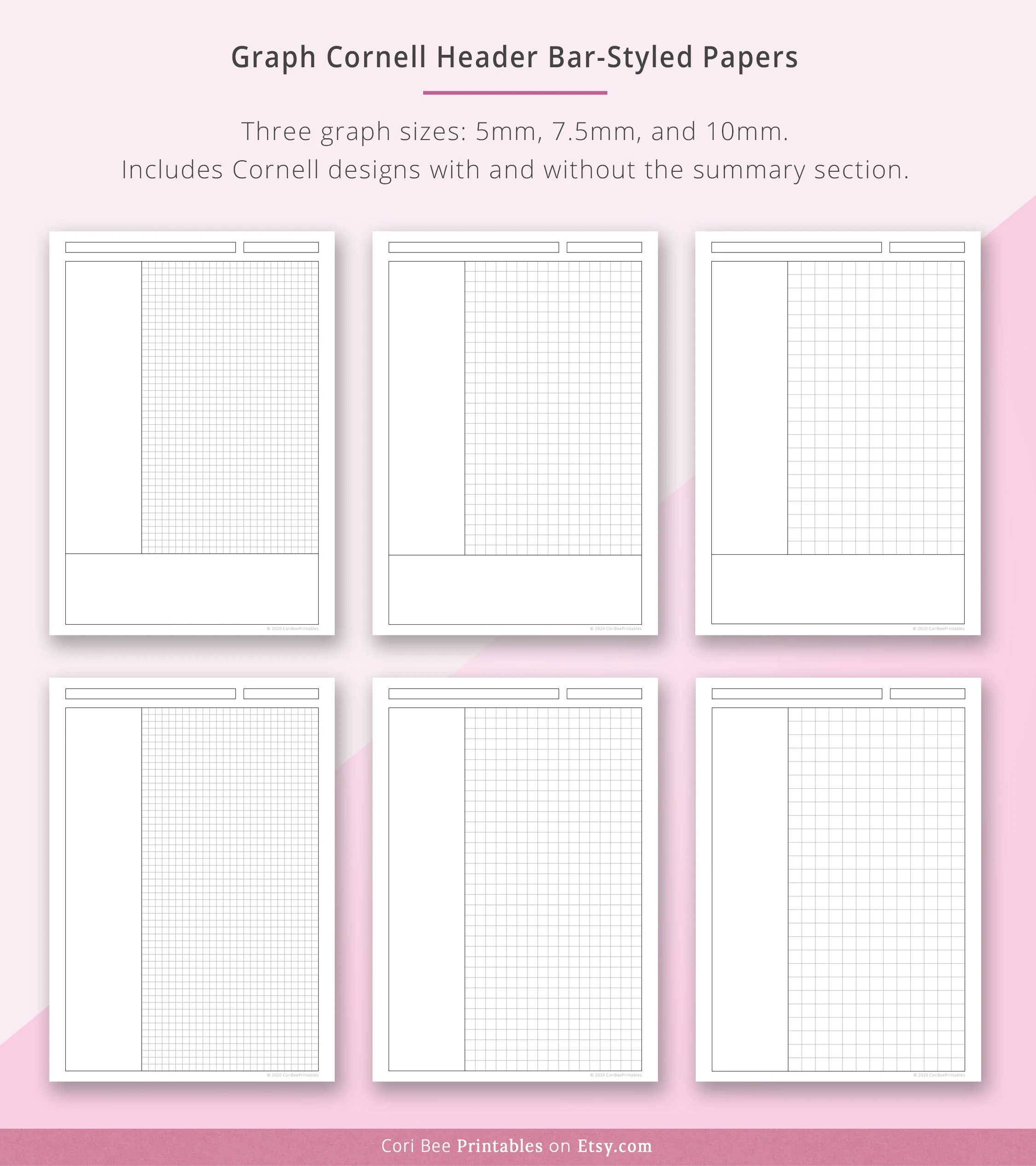 Header Bar Printable Template Title Bar Lined Paper Template Cornell Method Template Graph Paper Printable Dotted Grid Paper Lecture Etsy