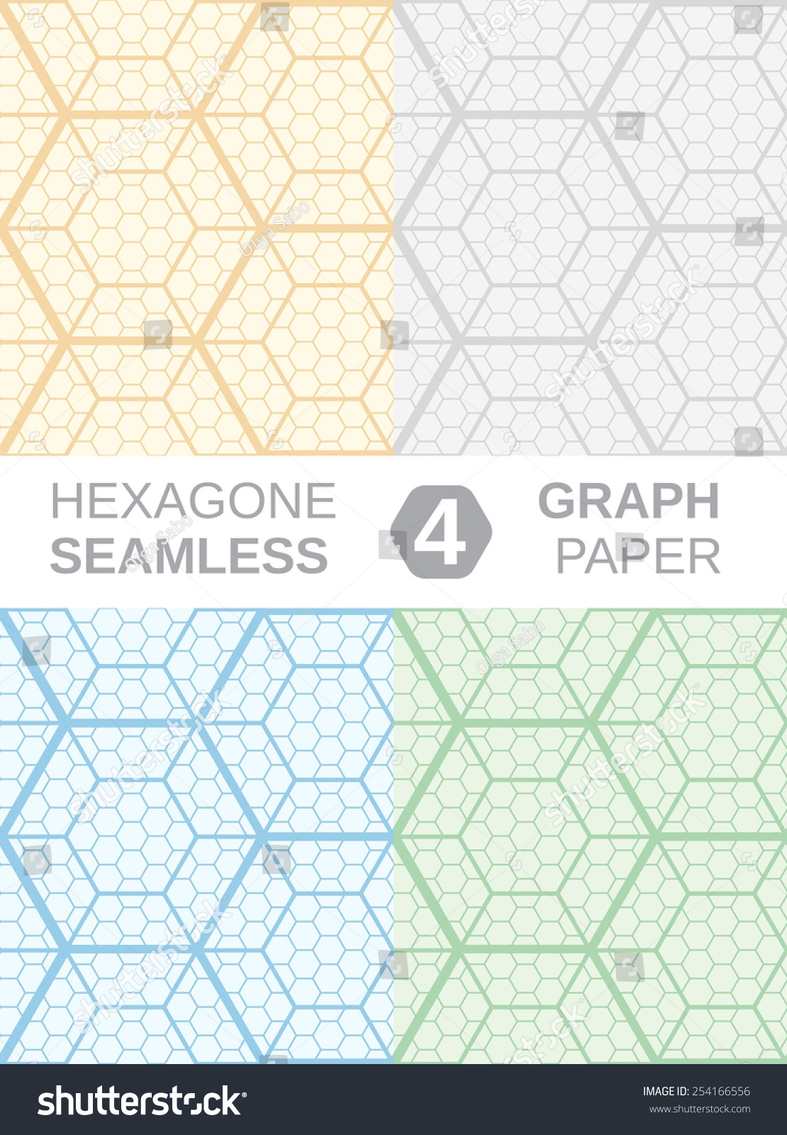 Hexagon Graph Paper Set 4 Seamless Stock Vector Royalty Free 254166556 Shutterstock
