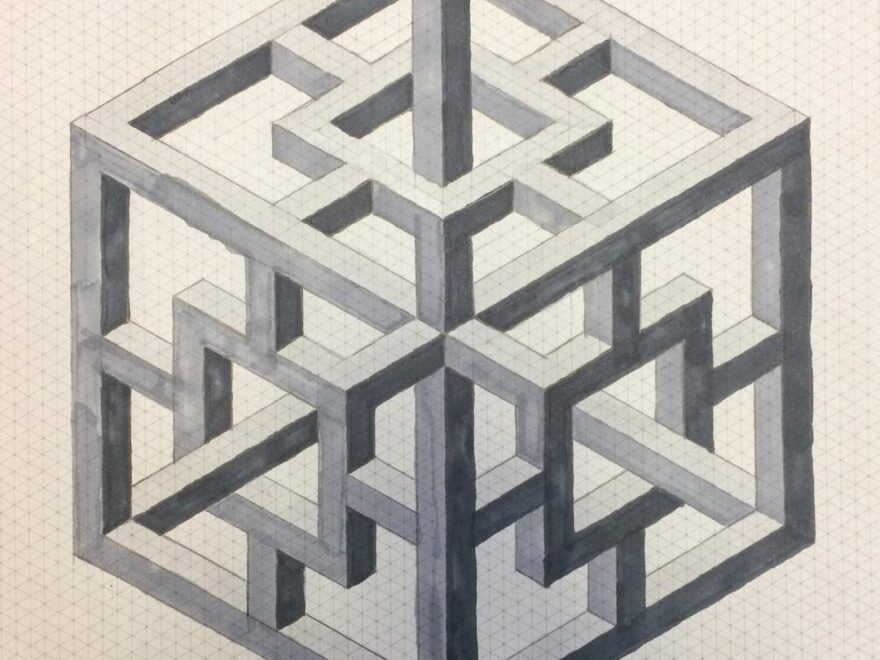 Isometric Drawing With Copic Markers On Grid Paper