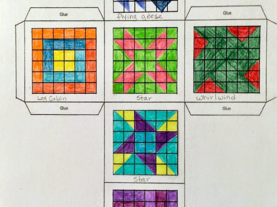 Kathy s Art Project Ideas Quilt Block Cube Geometric Design Lesson