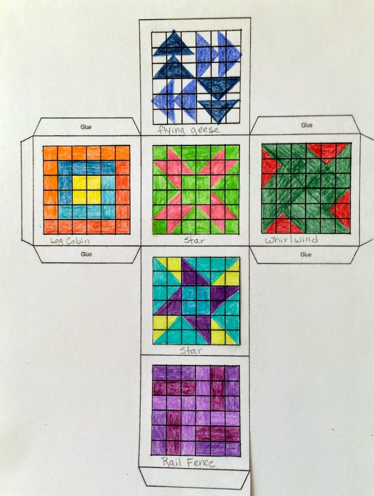 Kathy s Art Project Ideas Quilt Block Cube Geometric Design Lesson