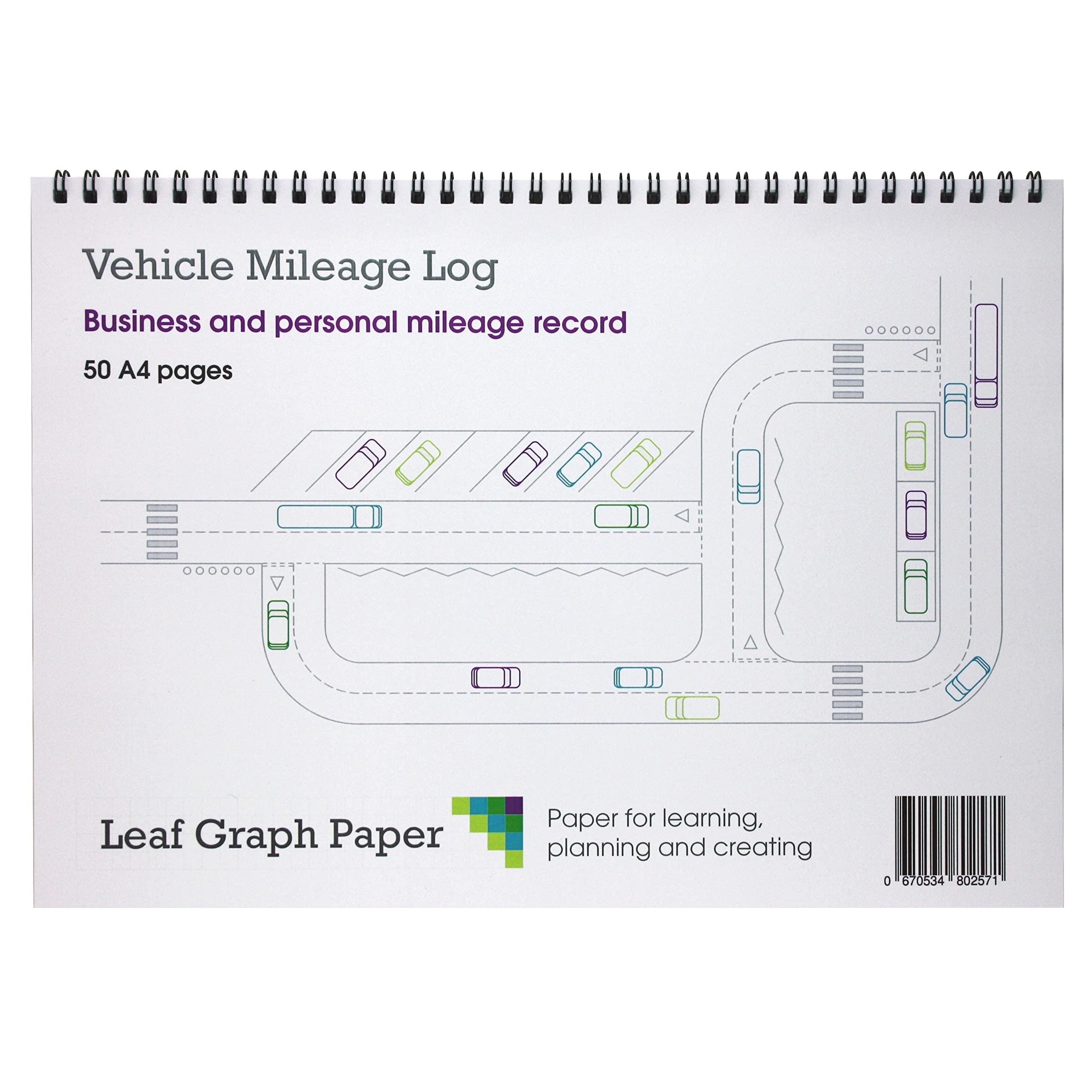 Leaf Graph Paper A4 Vehicle Mileage Log Book 50 Landscape Pages Wire Bound And Board Backed Amazon ae Office Products