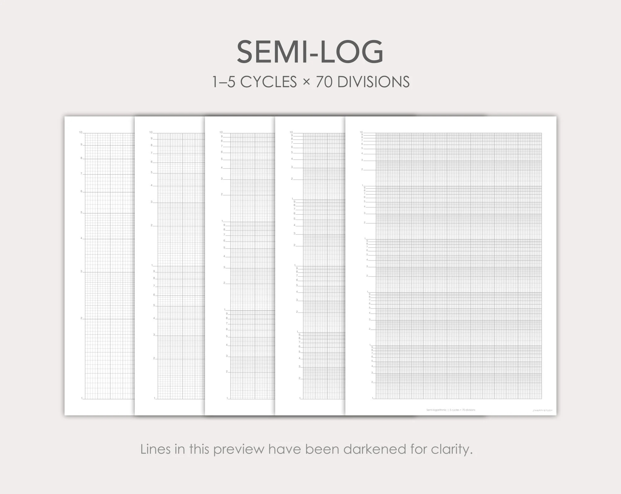 Logarithmic Graph Paper Templates semi log Log log PDF Digital Printable Etsy