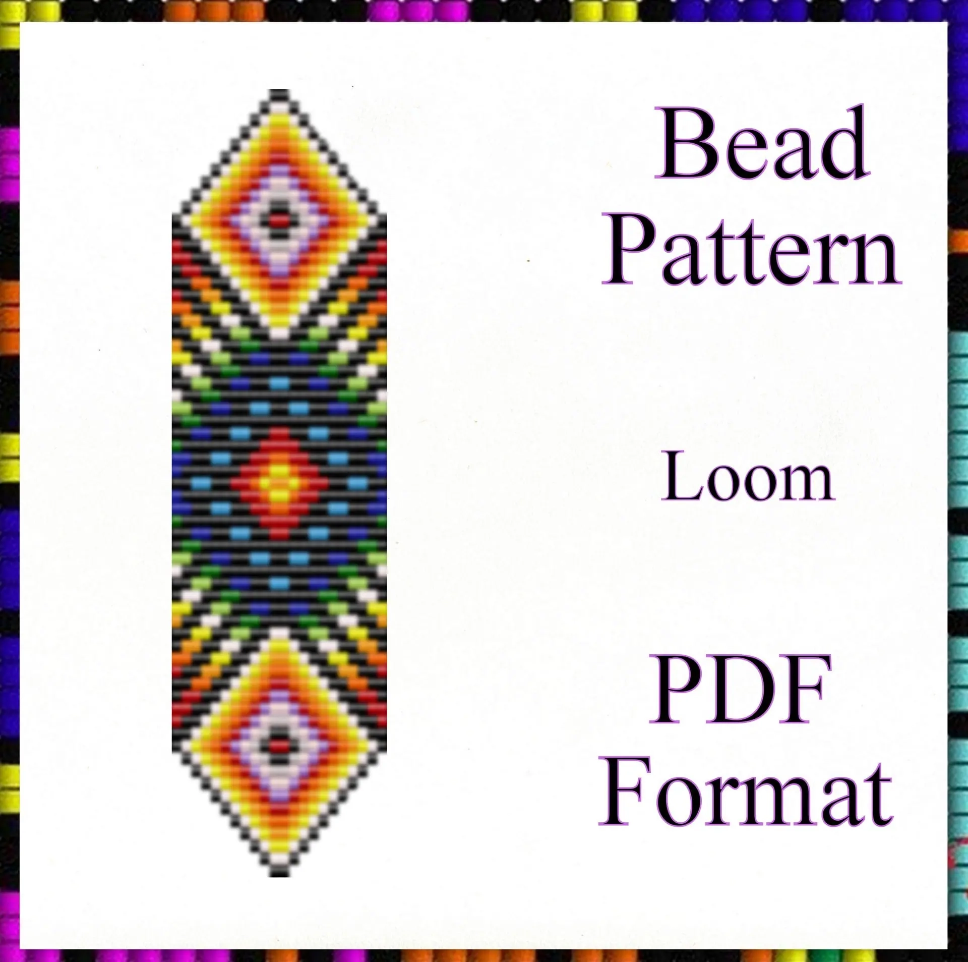 Loom Bead Bracelet Pattern Rainbow PDF File Bead Graph