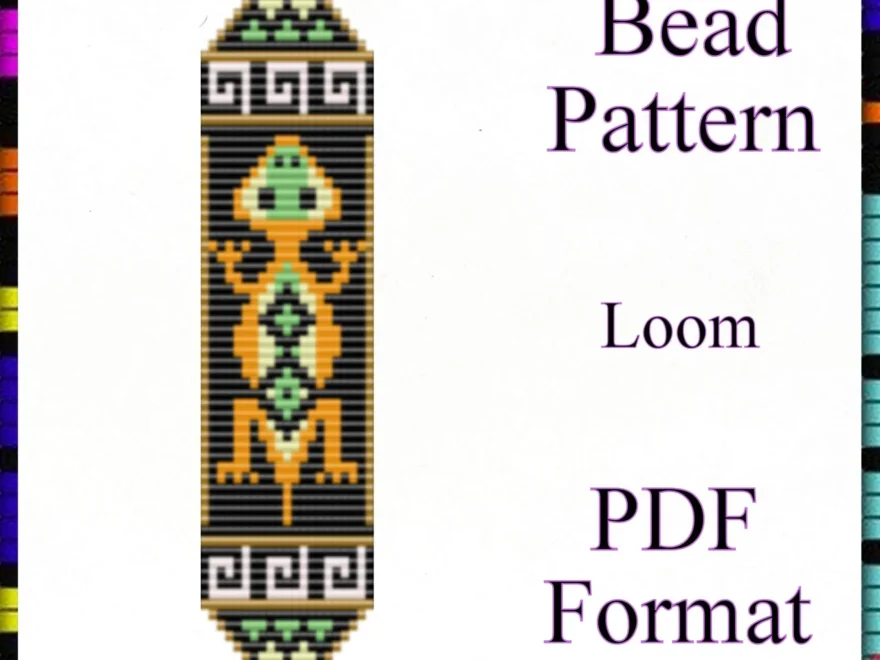 Loom Beaded Bracelet Pattern Lizard PDF File Bead Graph