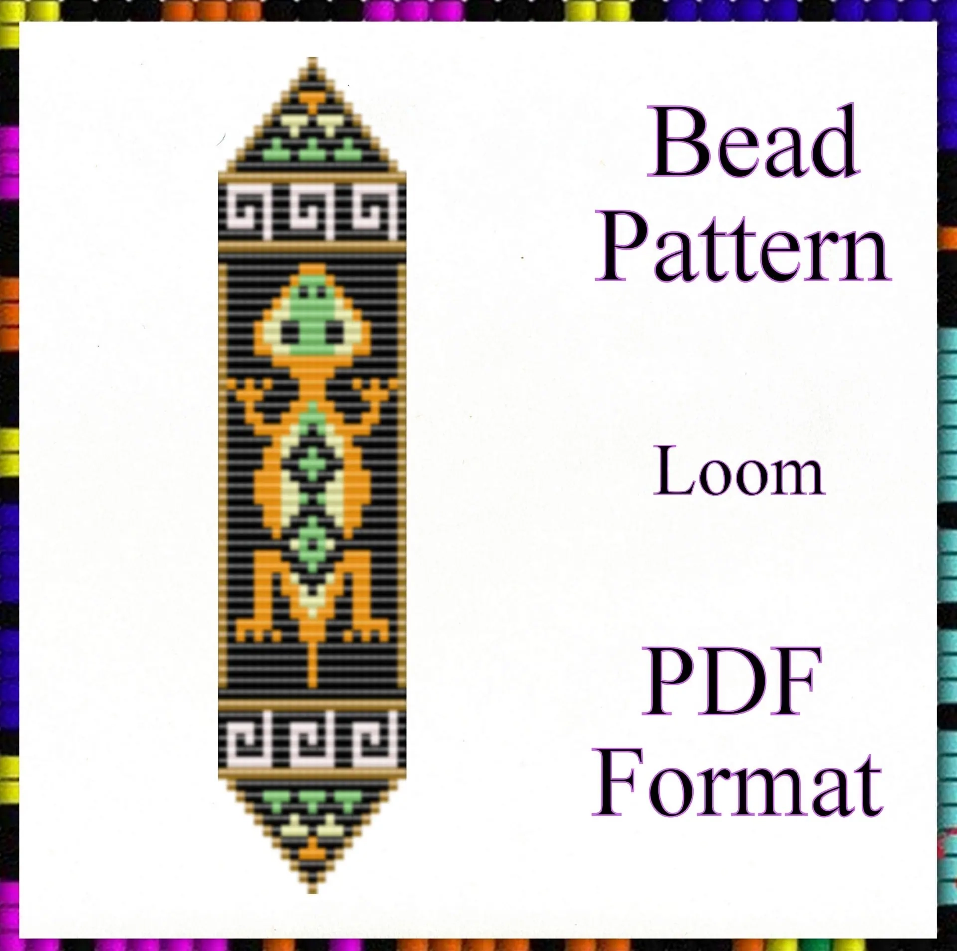Loom Beaded Bracelet Pattern Lizard PDF File Bead Graph