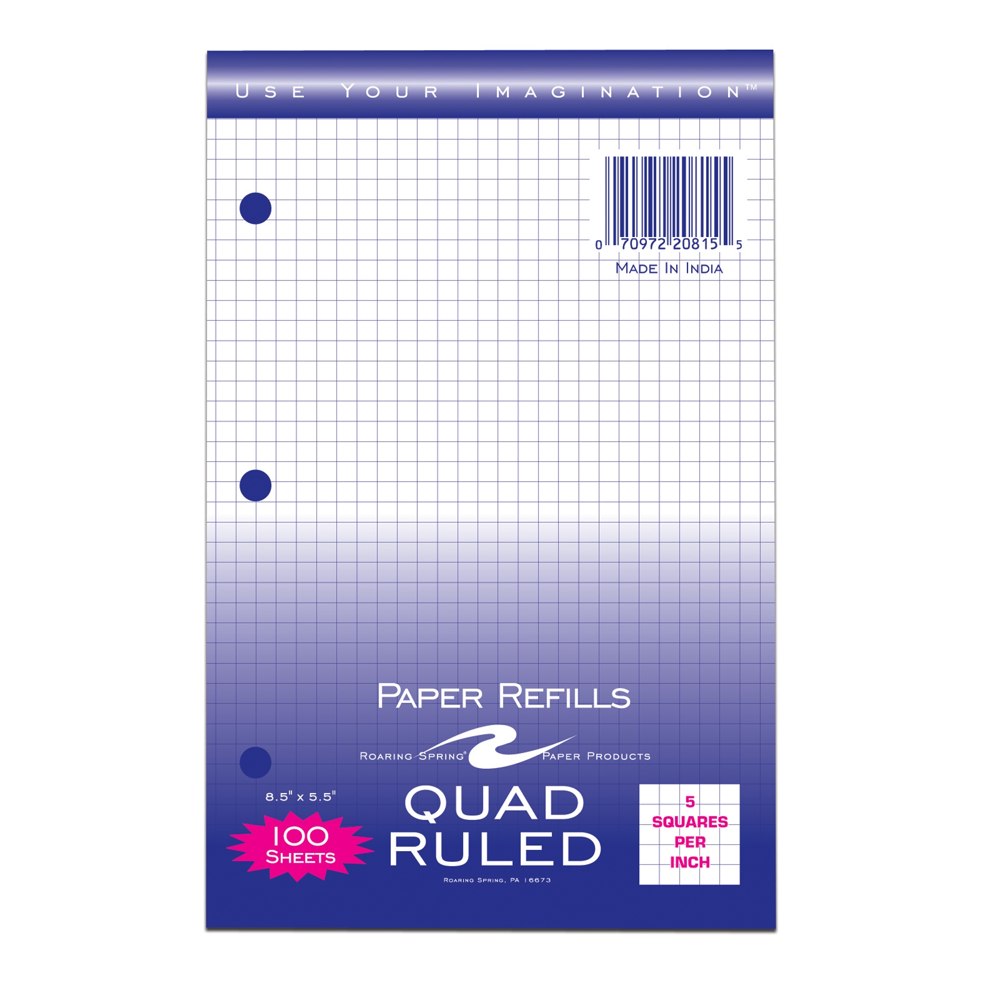 Loose Leaf Paper 5x5 Graph Ruled 3 Hole Punched 11 X 8 5 100 Sheets Roaring Spring Paper Products Loose Leaf Paper 5x5 Graph Ruled 3 Hole Punched 11 X 8 5 100 Sheets Roaring Spring Paper Products