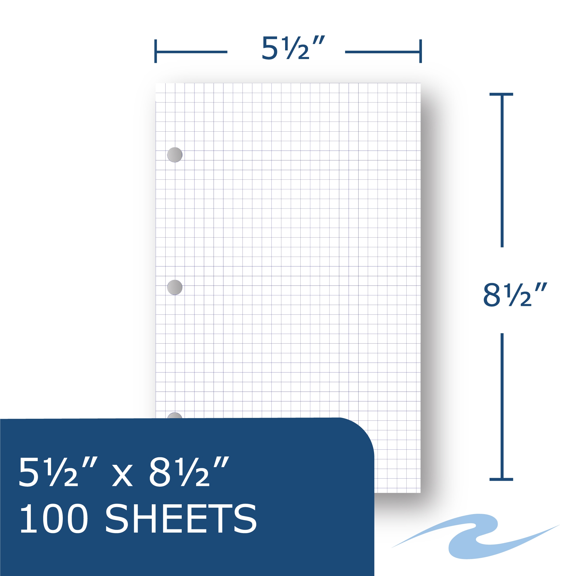 Loose Leaf Paper 5x5 Graph Ruled 3 Hole Punched 11 X 8 5 100 Sheets Roaring Spring Paper Products