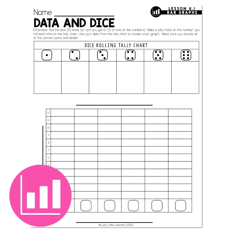 Lucky To Learn Math Lesson 6 1 Read And Create Bar Graphs Differentiation Data And Dice Lucky Little Learners