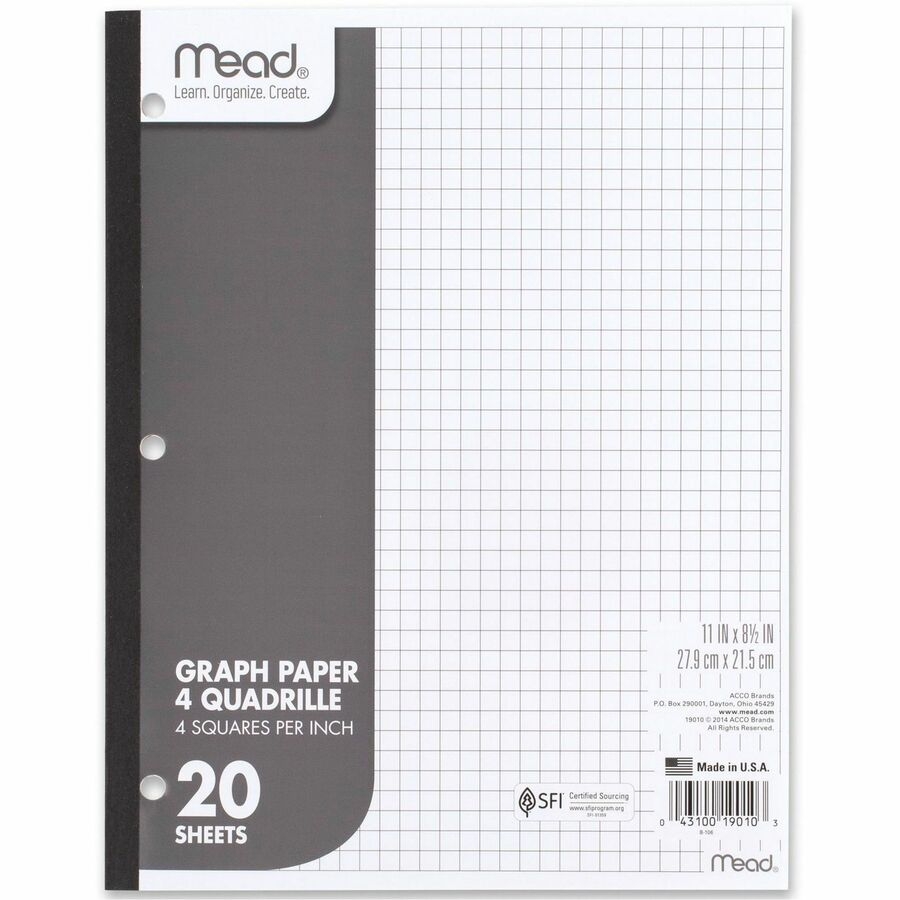Mead Quad Ruled 3 Hole Graph Paper Letter