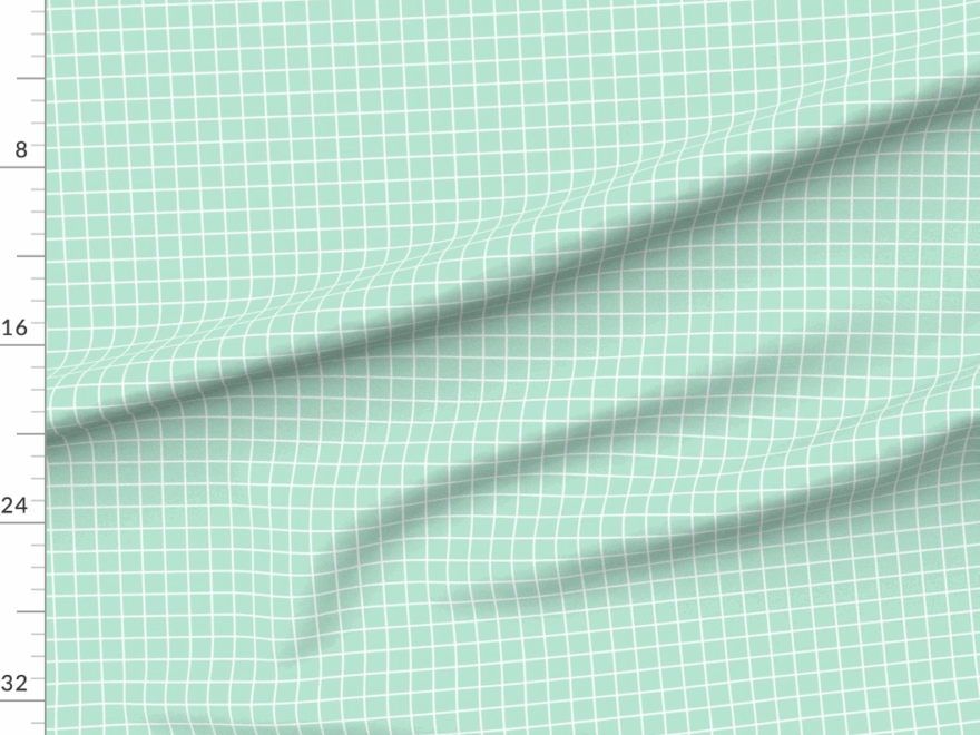 Mint Green Windowpane Grid 1 Reversed Square Check Graph Paper Fabric