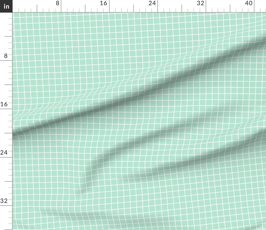 Mint Green Windowpane Grid 1 Reversed Square Check Graph Paper Fabric 