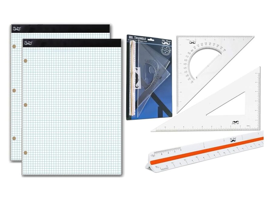 Mr Pen Graph Paper And Architectural Triangular Ruler Amazon Office Products