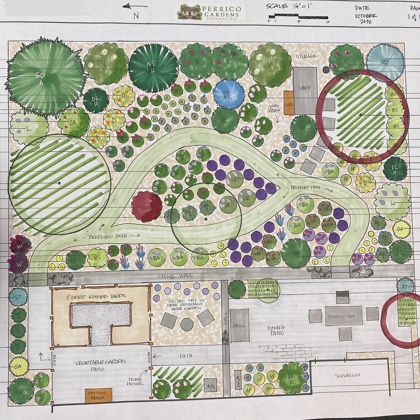 Garden In Graphing Paper Drwaing