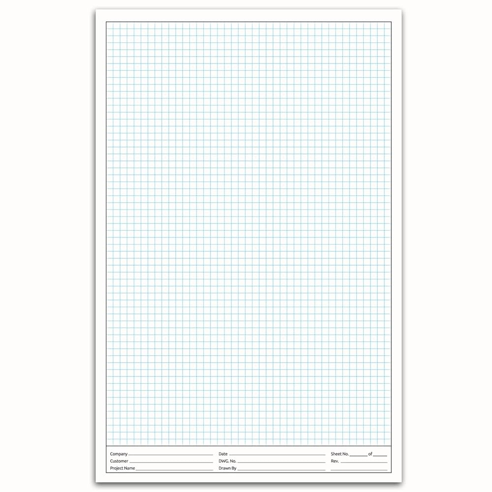 NextDayLabels 11x17 Graph Paper Pad For Blueprint Drawings Drafting Engineering And Planning With Header For Documentation Quadrille Grid Paper Pads With Blue Lines High Brightness 50 Sheets Per Pad 1 Pad 