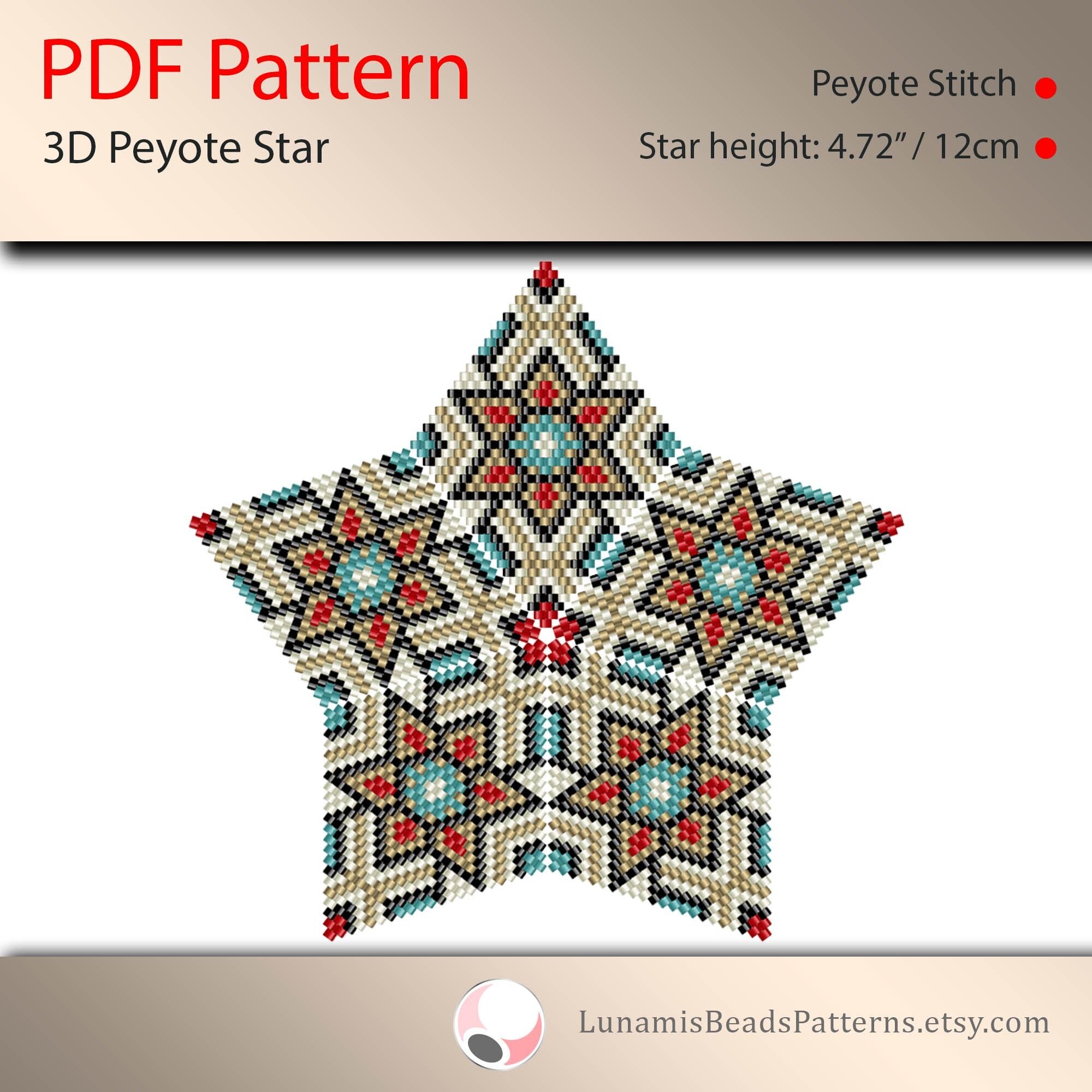 Pattern For 3d Star Peyote Pdf Patterns Beading Peyote Stitch 037 st Etsy Pattern For 3d Star Peyote Pdf Patterns Beading Peyote Stitch 037 st Etsy