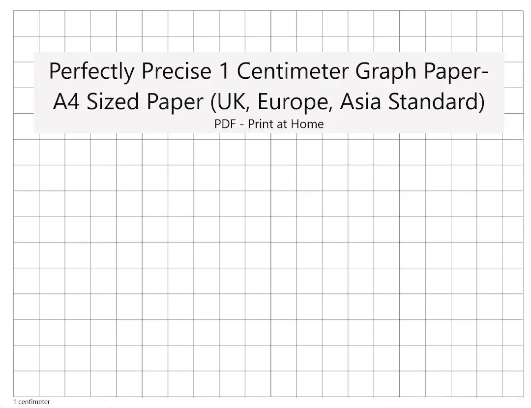 Perfectly Scaled And Precise Printable Graph Paper A4 1 Centimeter Square Metric Etsy