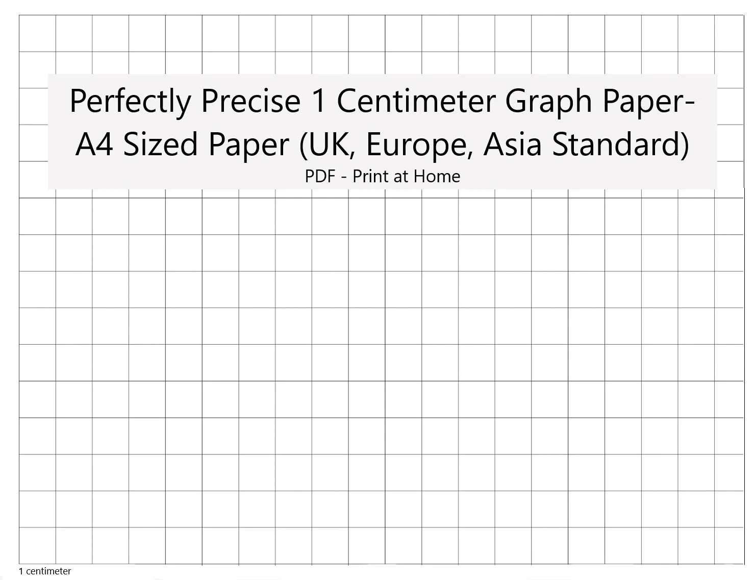 Perfectly Scaled And Precise Printable Graph Paper A4 1 Centimeter Square Metric Etsy