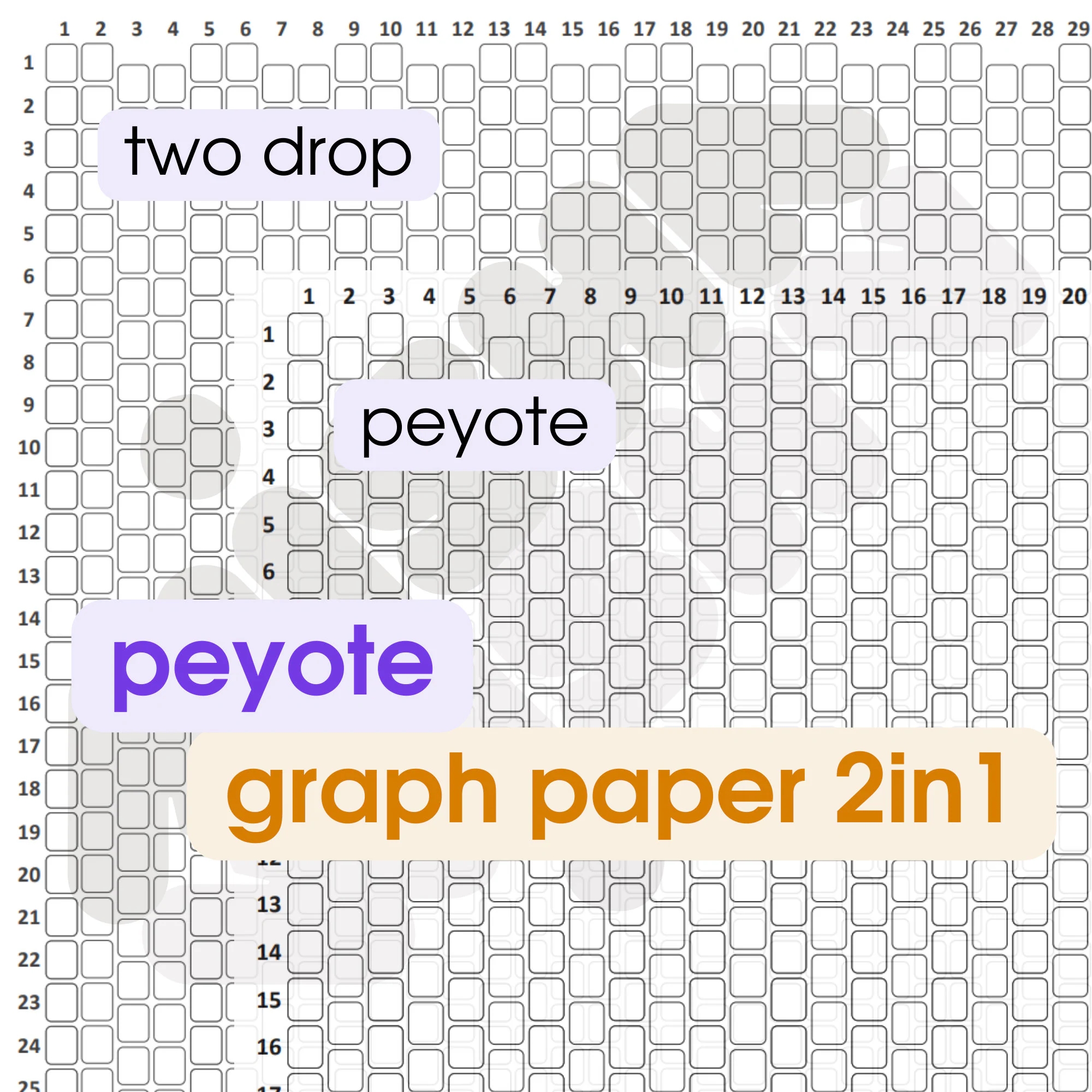 Peyote And Two Drop Peyote Graph Paper 2in1 Etsy