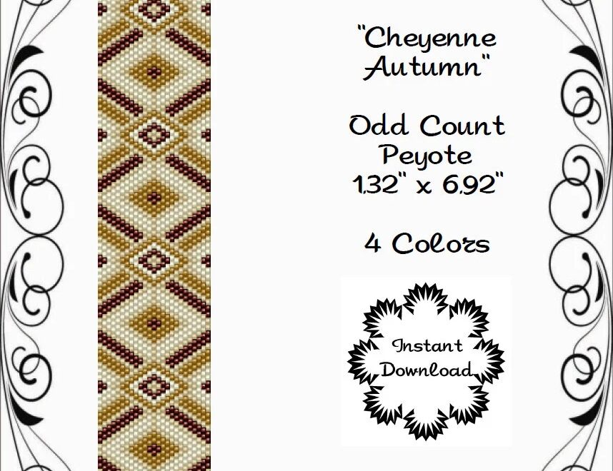 Peyote Bracelet Pattern Cheyenne Autumn Native American Design Using Miyuki 11 0 Delica Beads Etsy