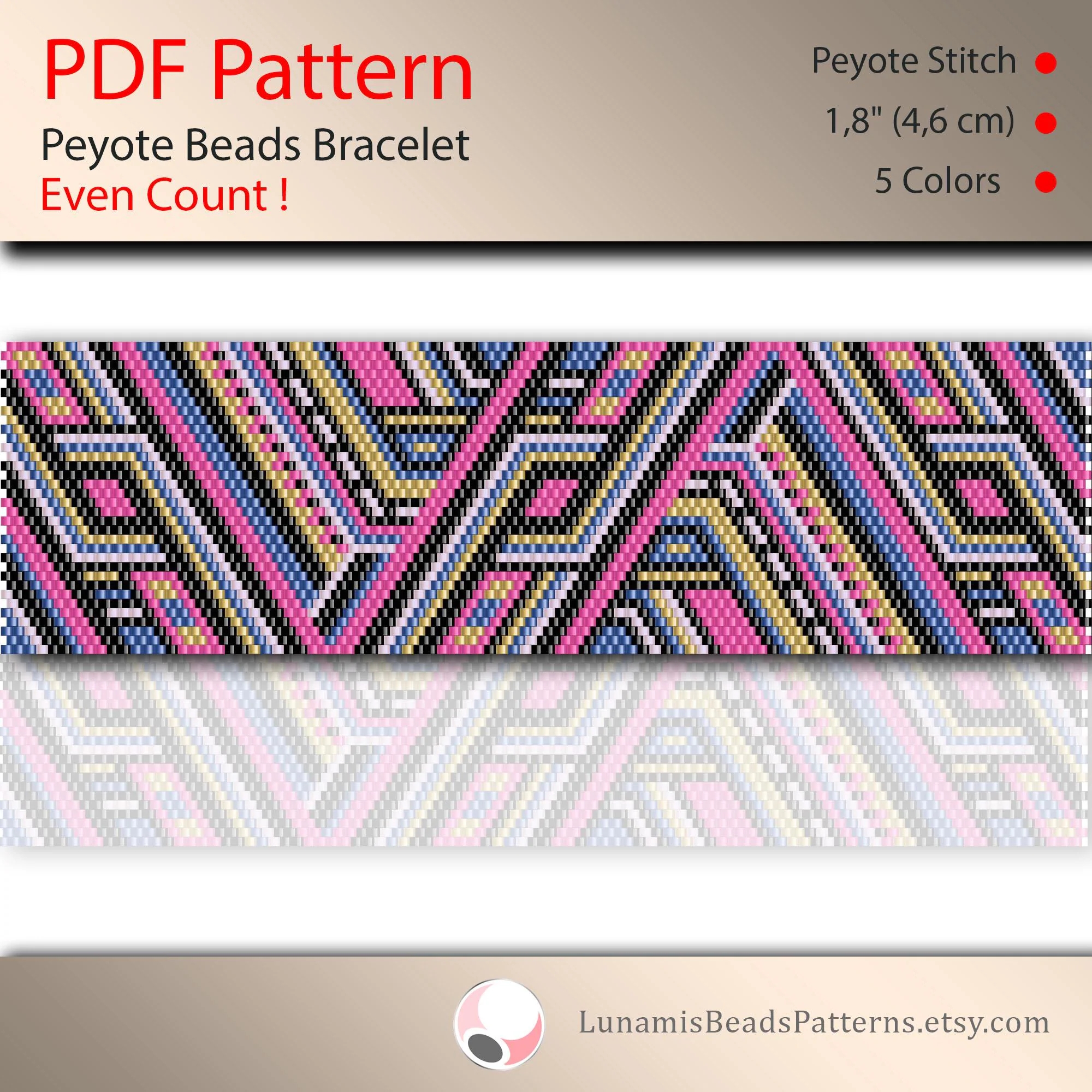 Peyote Bracelet Pattern Even Count Peyote Pattern Stitch Pattern Pdf File Pdf Pattern 033P Etsy