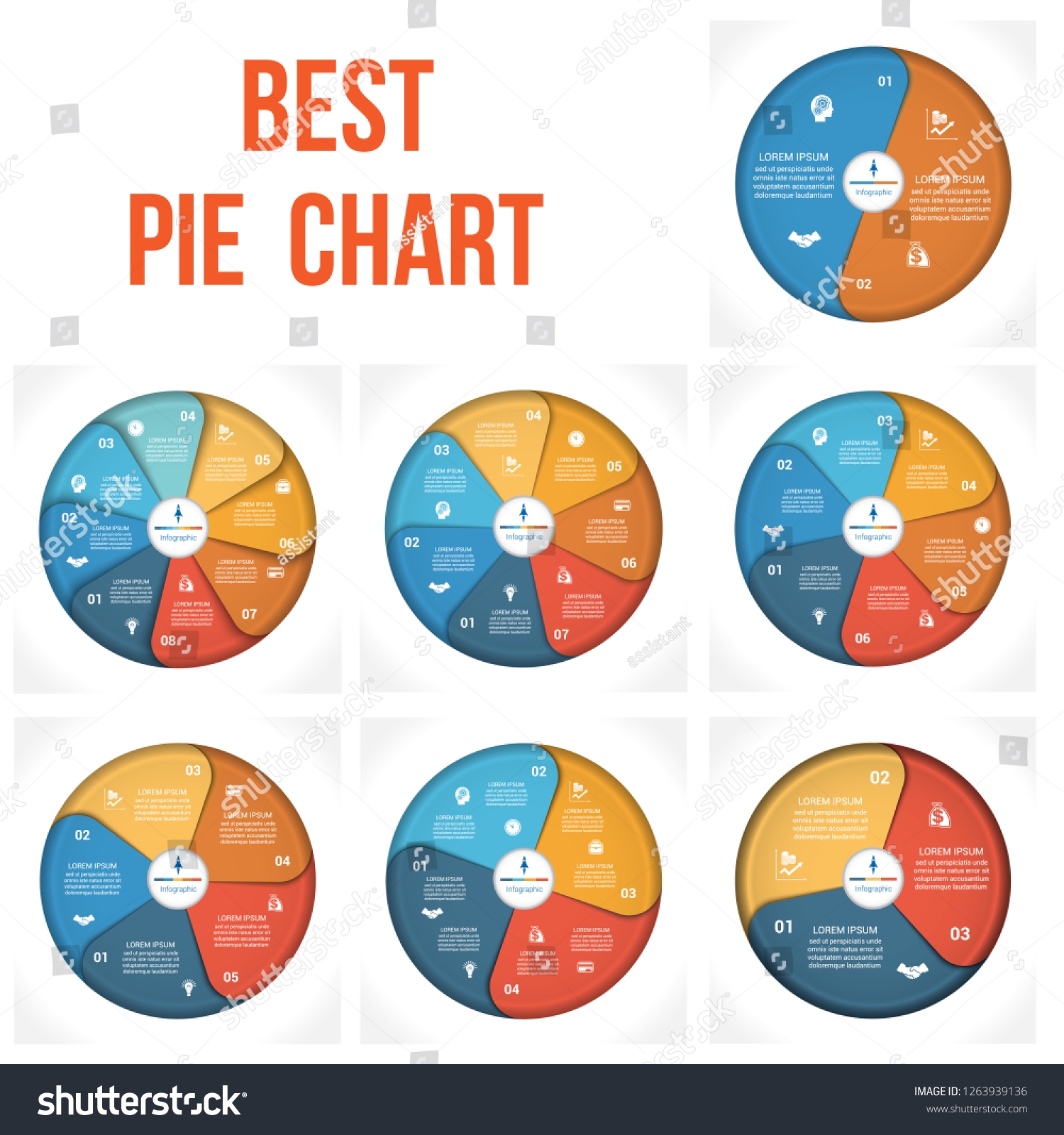 Pie Chart Infographic 2 3 4 Stock Vector Royalty Free 1263939136 Shutterstock