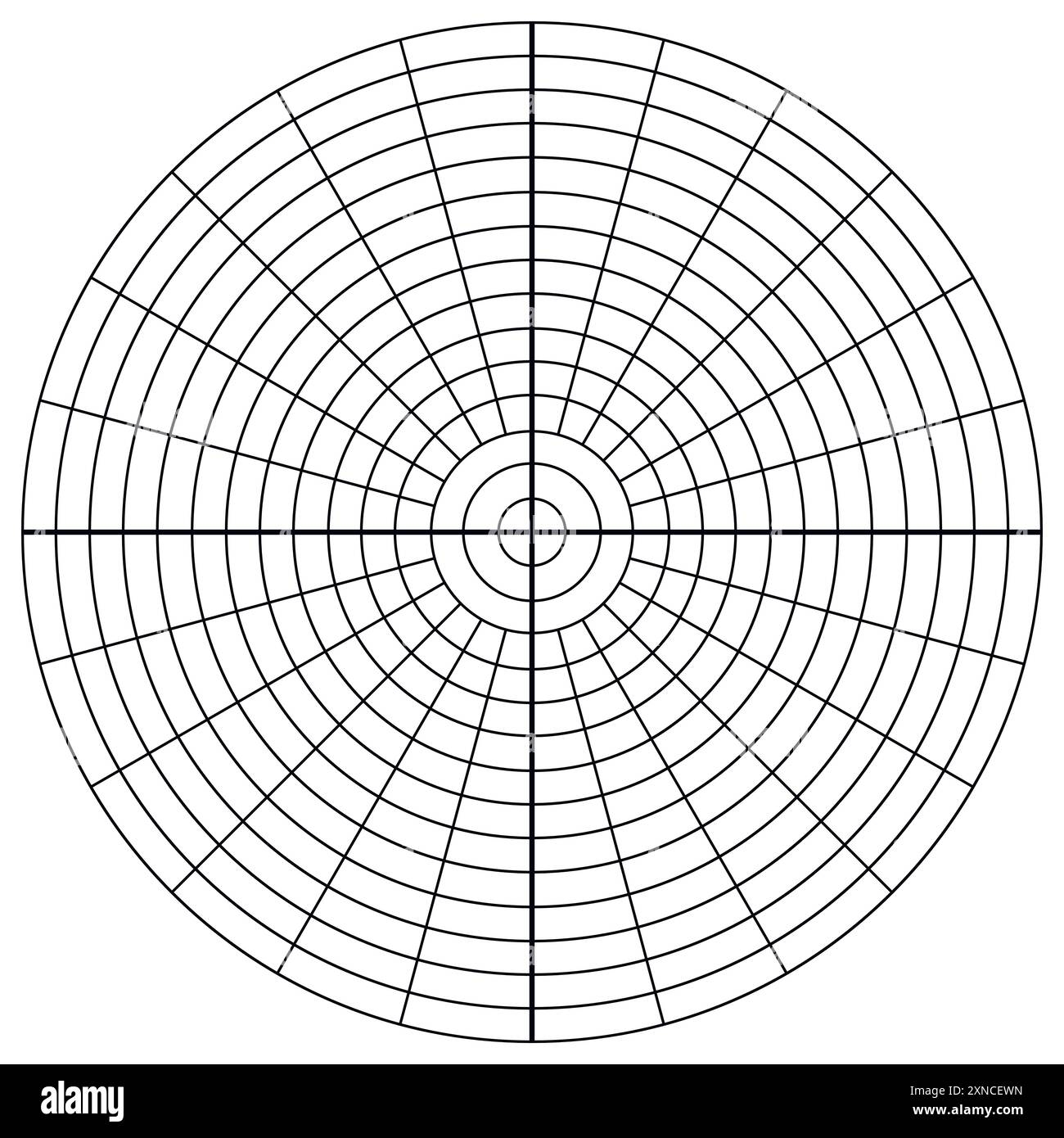 Polar Coordinate Circular Grid Isolated On White Background 360 Degrees Scale Blank Polar Graph Paper Vector Illustration Mathematical Graph Stock Vector Image Art Alamy