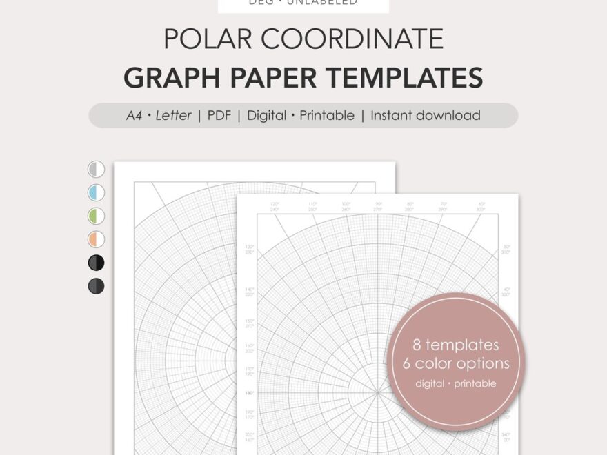 Polar Graph Paper Templates PDF Digital Printable Etsy