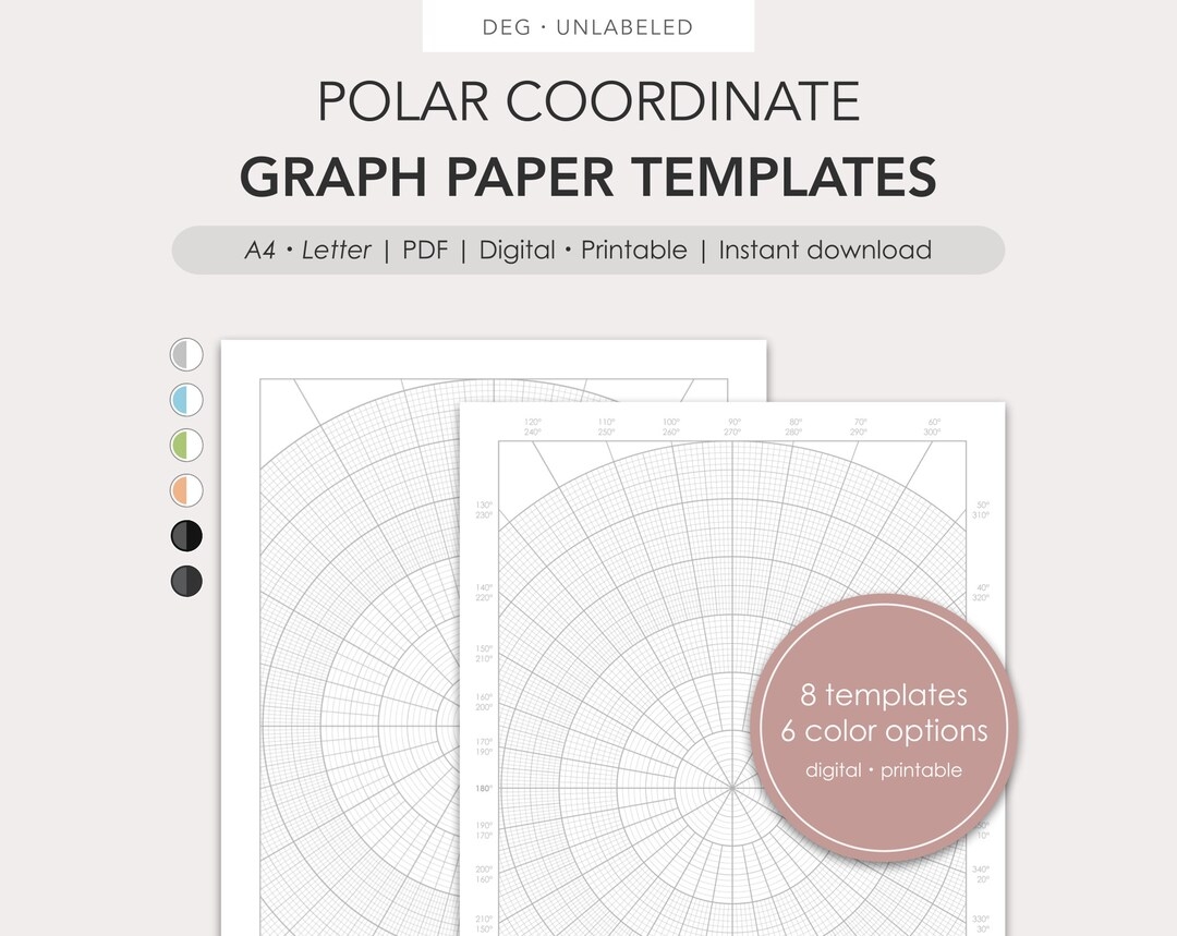 Polar Graph Paper Templates PDF Digital Printable Etsy Polar Graph Paper Templates PDF Digital Printable Etsy