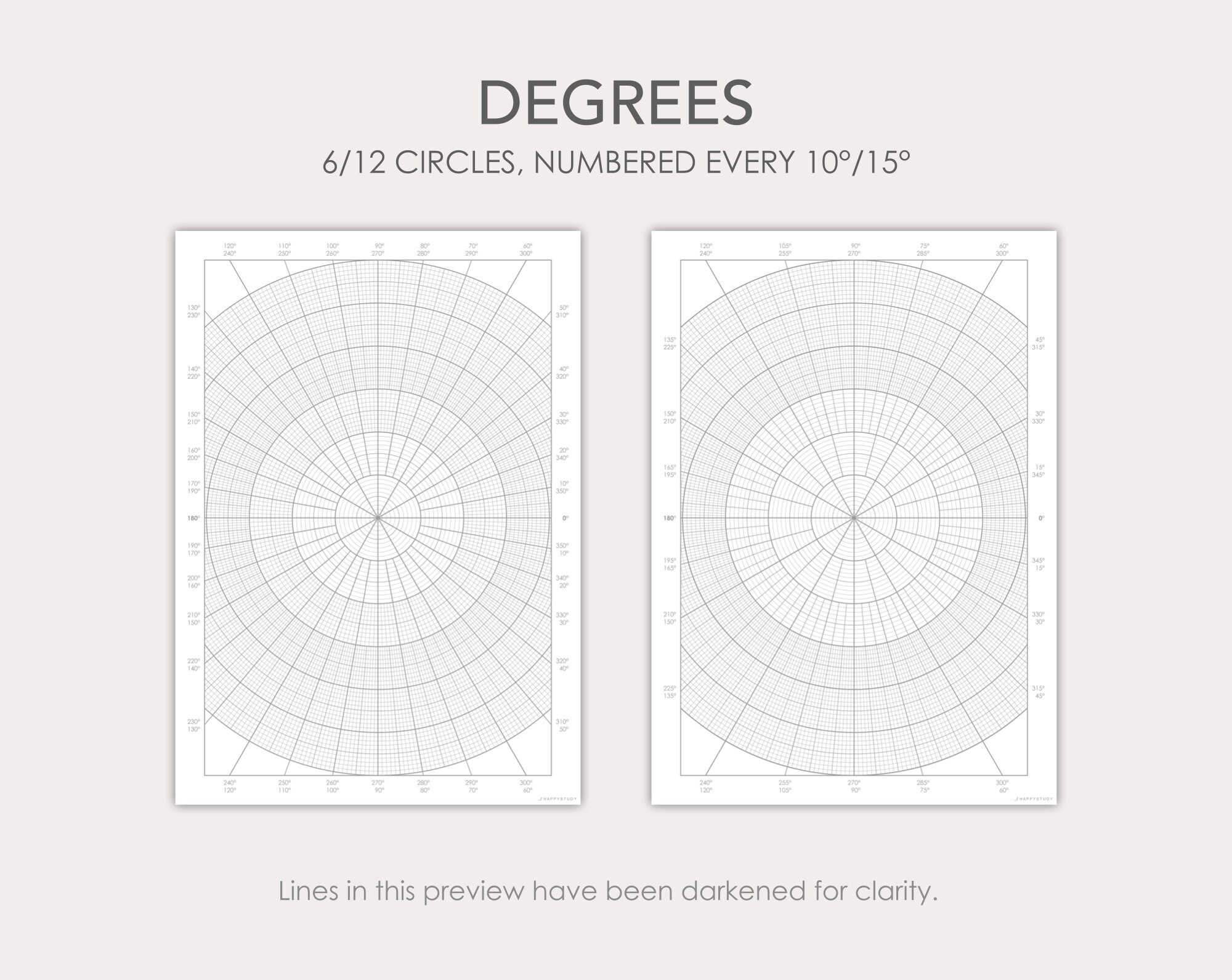 Polar Graph Paper Templates PDF Digital Printable Etsy