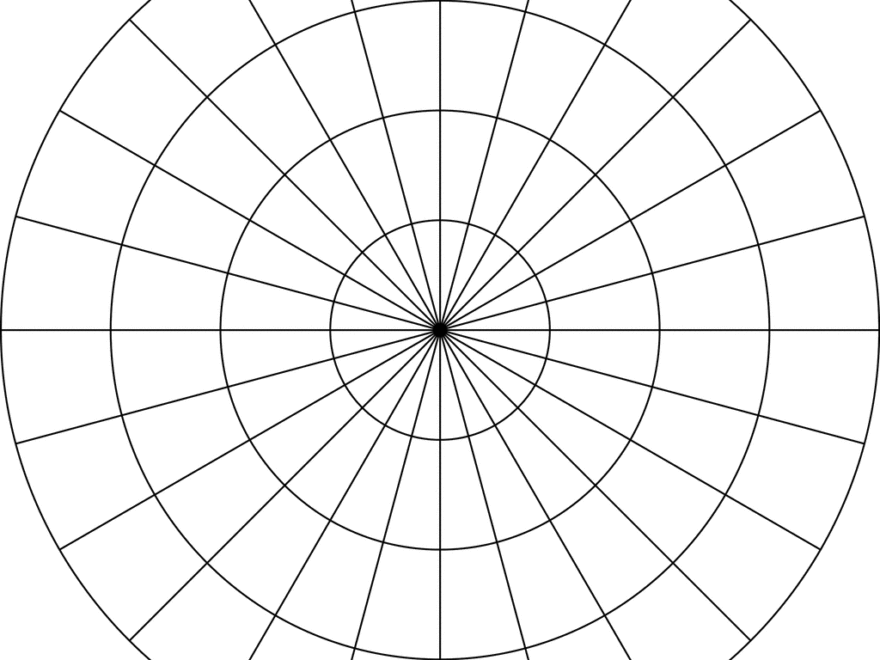 Polar Grid In Degrees With Radius 4 ClipArt ETC