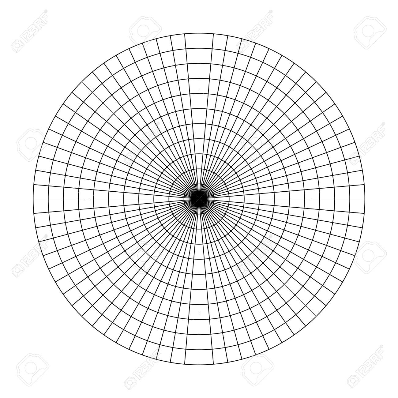Polar Grid Of 10 Concentric Circles And 5 Degrees Steps Blank Vector Polar Graph Paper Stock Photo Picture And Royalty Free Image Image 108972759 