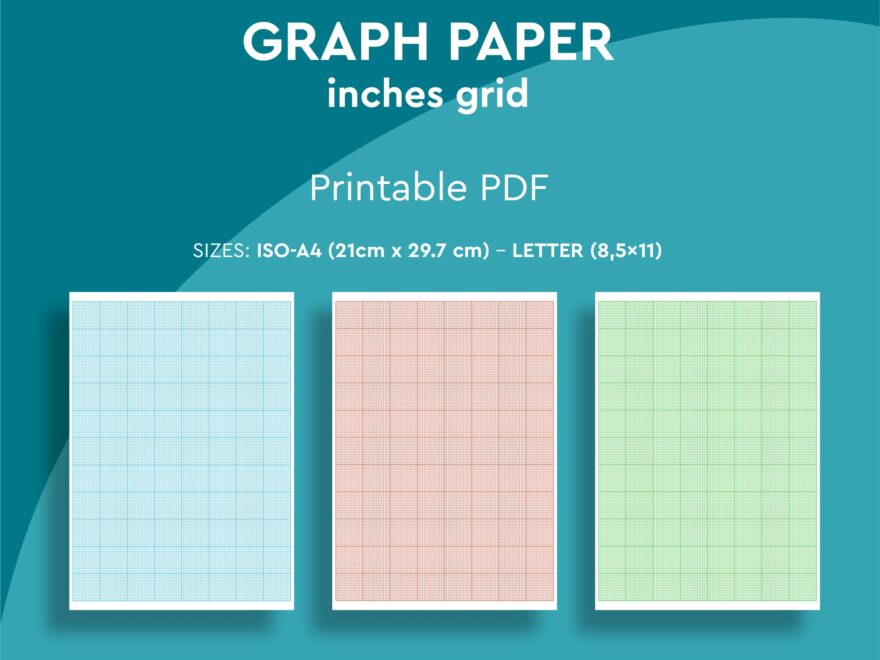 Printable 1 x 1 Grid GRAPH PAPER Inches Grid 3 Different Colors Pdf Bundle Etsy