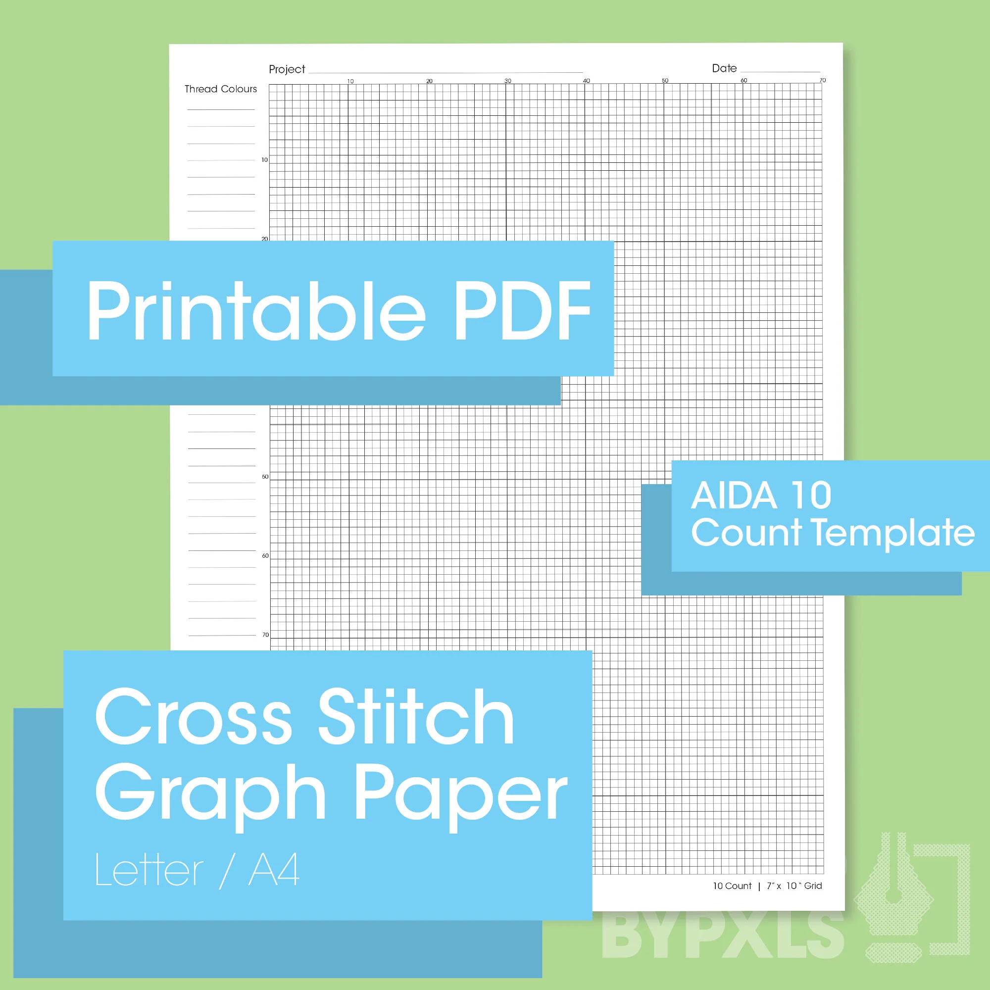 PRINTABLE Aida 10 Cross Stitch Graph Paper Letter a4 10 Fabric Counts PDF Instant Download Etsy