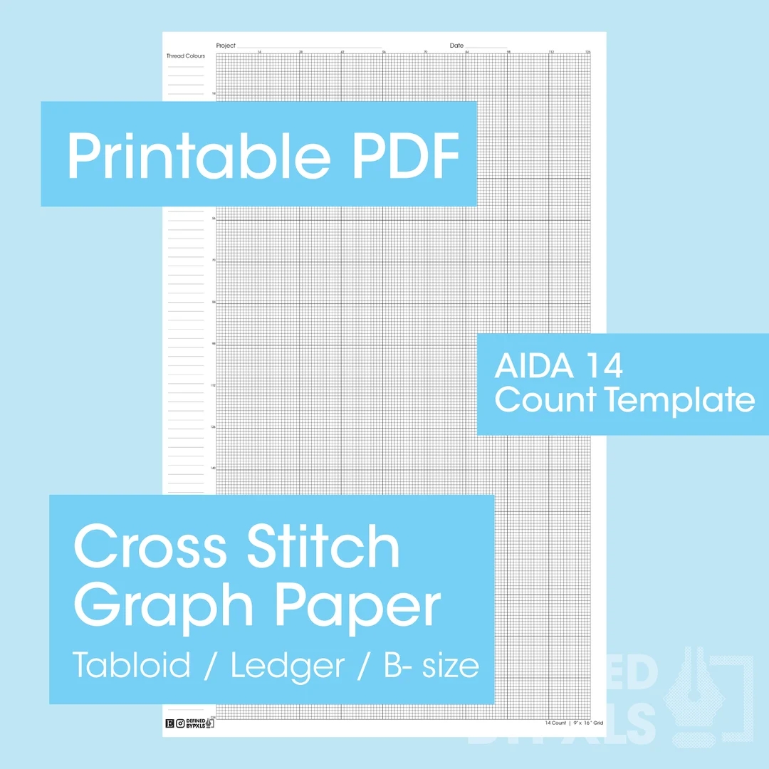 PRINTABLE Aida 14 Cross Stitch Graph Paper Tabloid Ledger B size 11x17 14 Fabric Counts PDF Instant Download Etsy